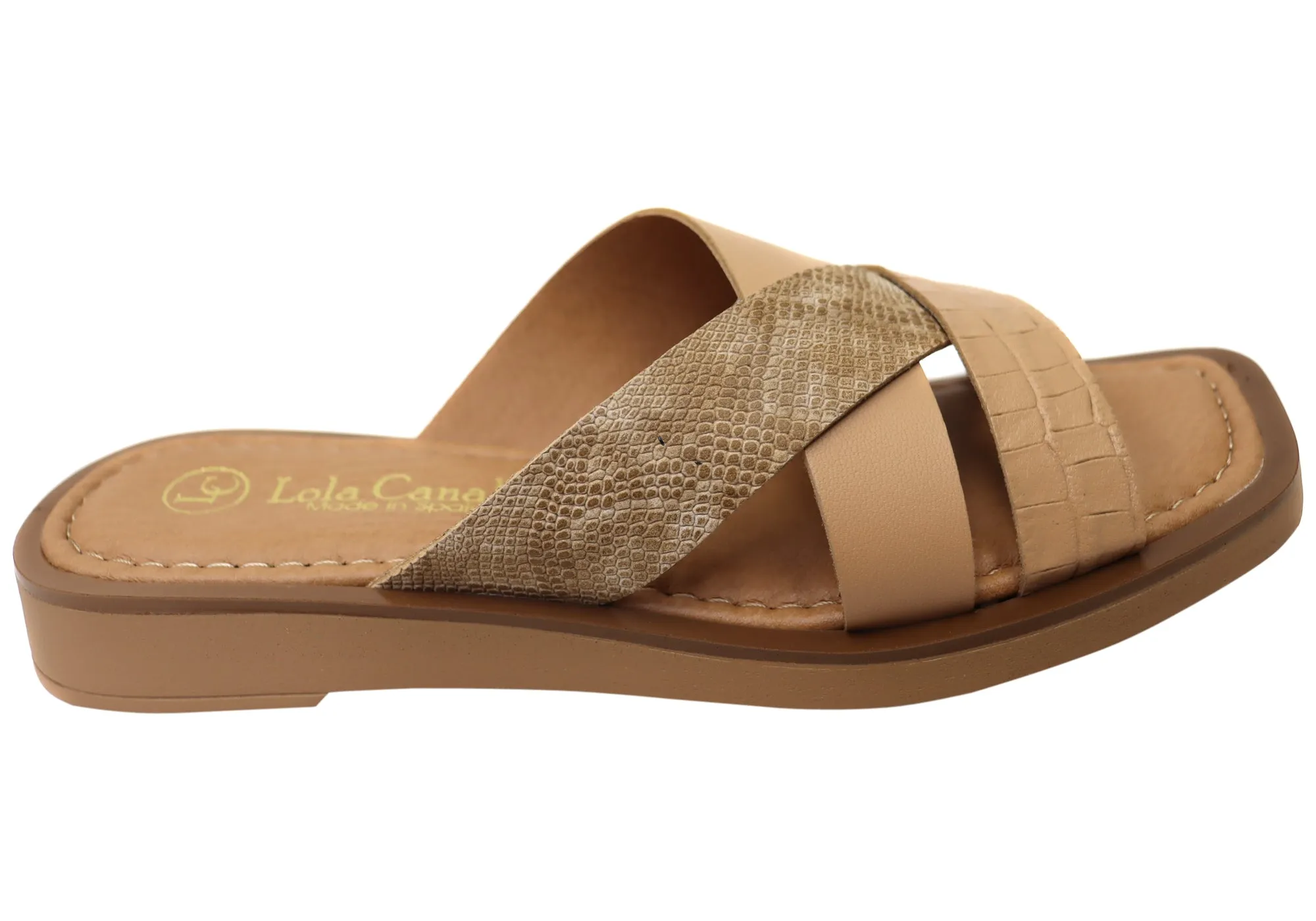 Lola Canales Nelli Womens Comfort Leather Slides Sandals Made In Spain Lola Canales Shoes