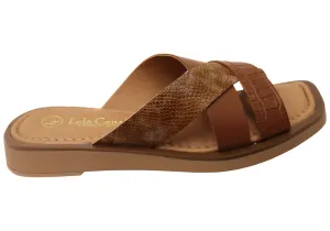 Lola Canales Nelli Womens Comfort Leather Slides Sandals Made In Spain Lola Canales Shoes
