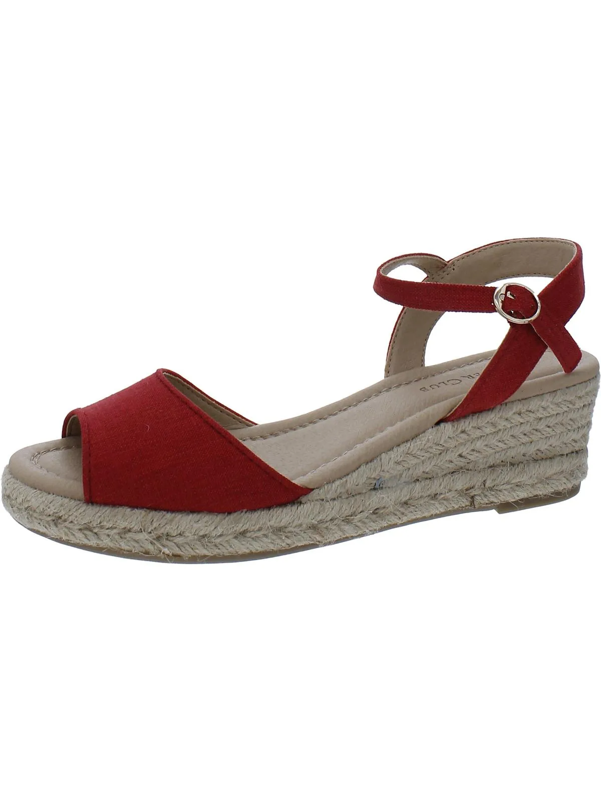 Luchia Womens Canvas Buckle Wedge Sandals