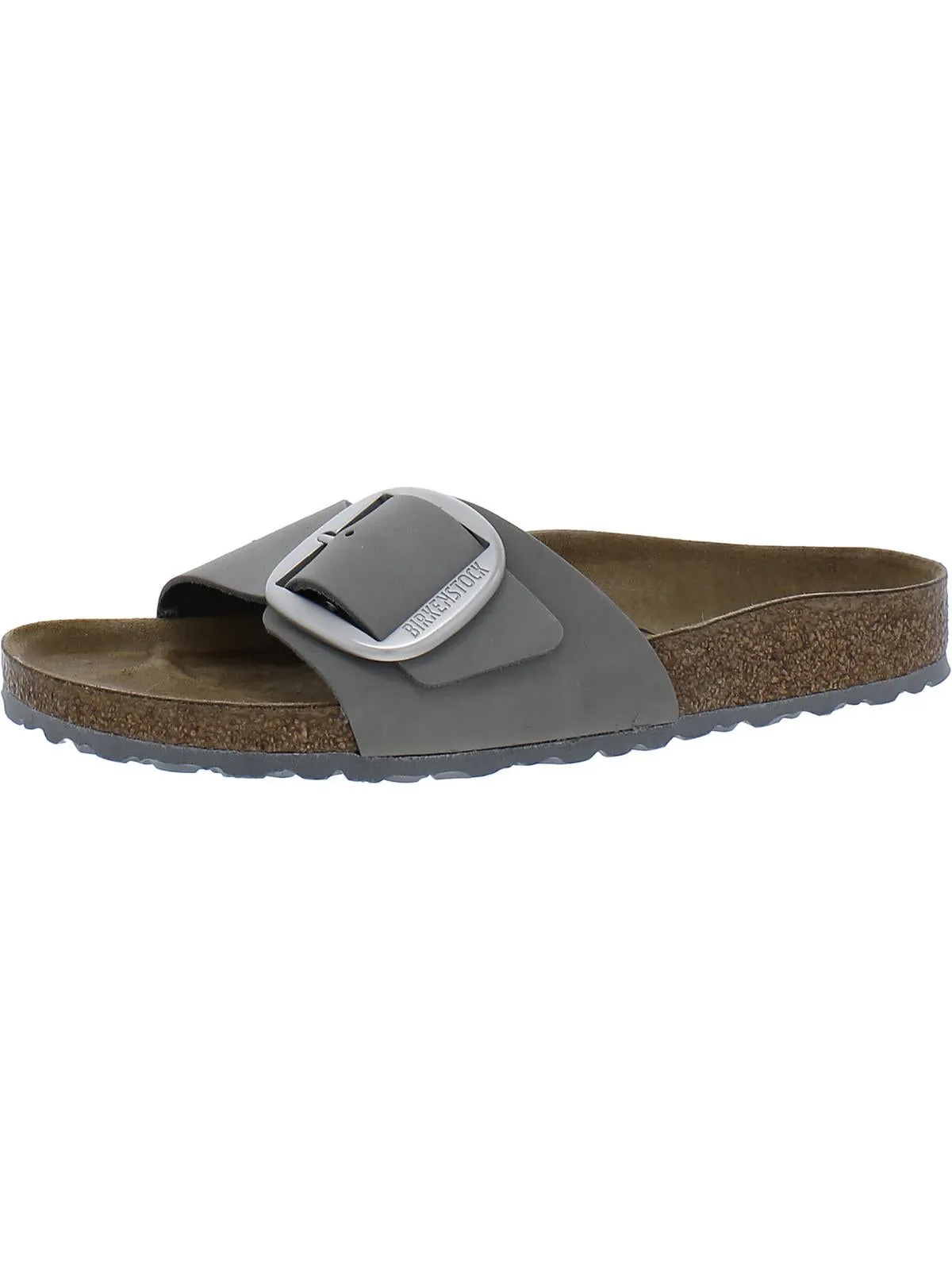 Madrid Big Buckle Womens Nubuck Slip On Slide Sandals