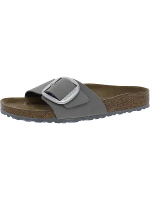 Madrid Big Buckle Womens Nubuck Slip On Slide Sandals