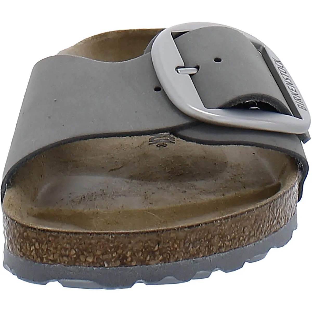 Madrid Big Buckle Womens Nubuck Slip On Slide Sandals