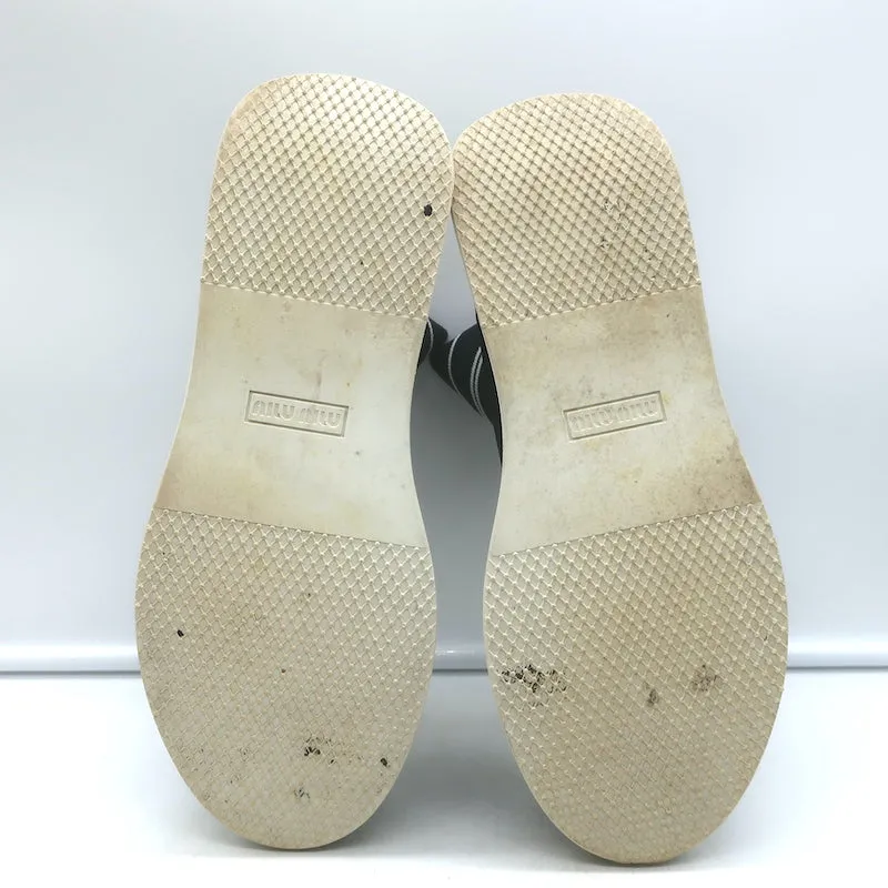Miu Miu Logo Sock Sneakers Black Stretch Knit Size 38