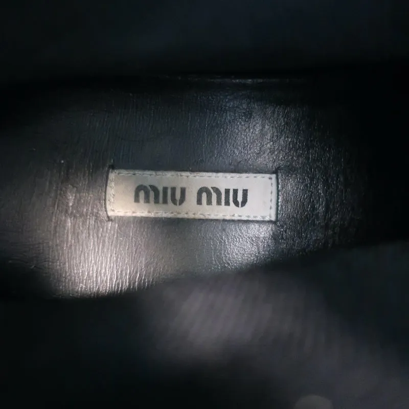 Miu Miu Logo Sock Sneakers Black Stretch Knit Size 38
