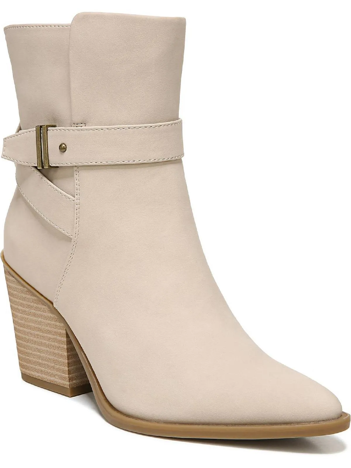 Mocha Womens Zipper Almond Toe Mid-Calf Boots