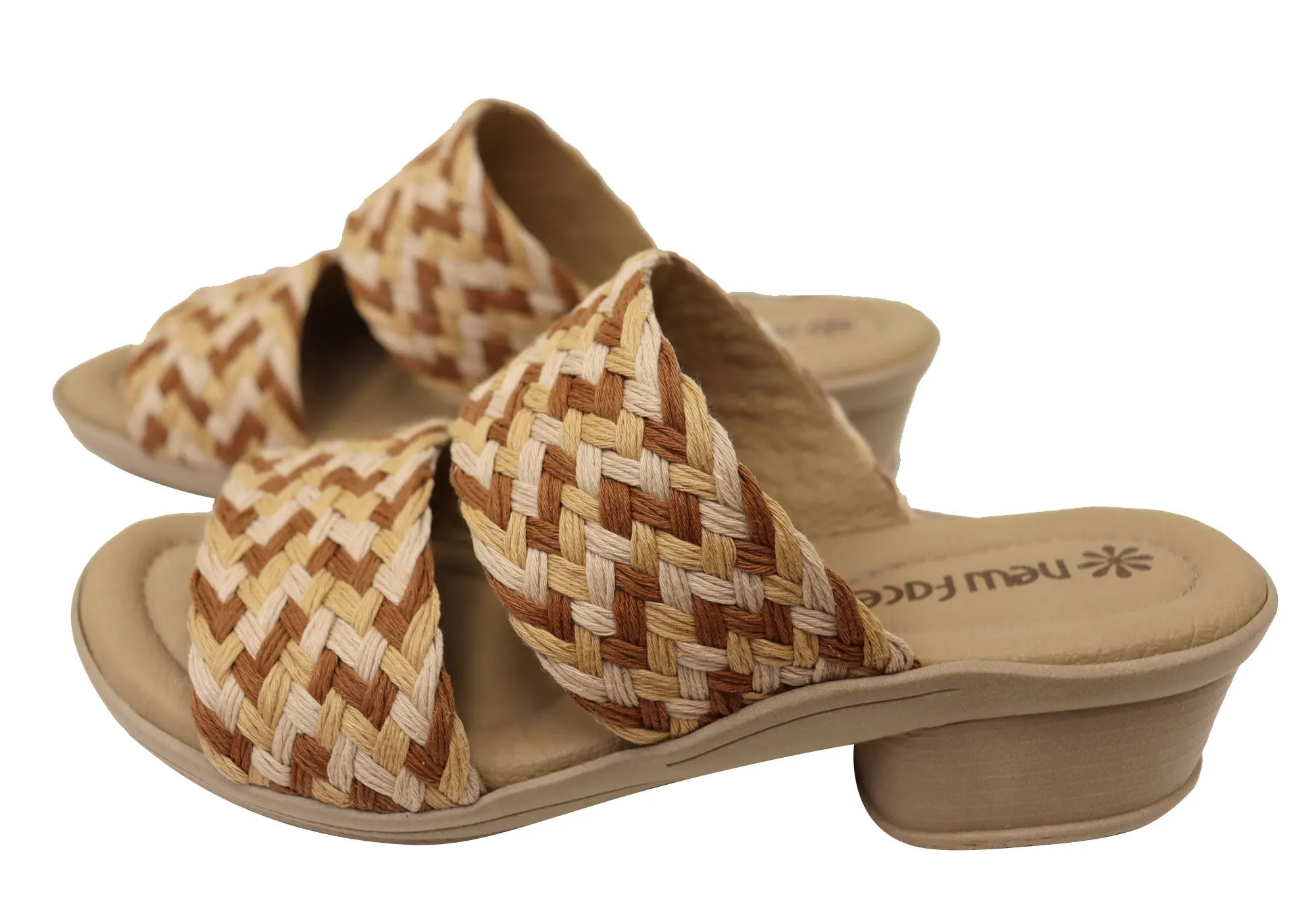 New Face Felicity Womens Comfortable Low Heel Slides Sandals New Face Shoes