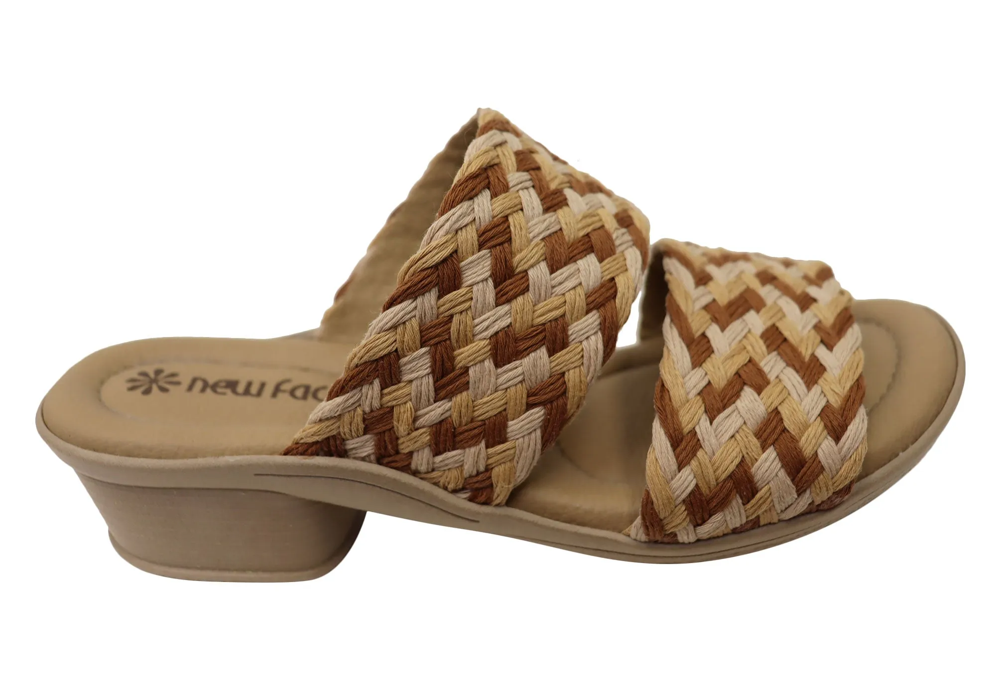New Face Felicity Womens Comfortable Low Heel Slides Sandals New Face Shoes