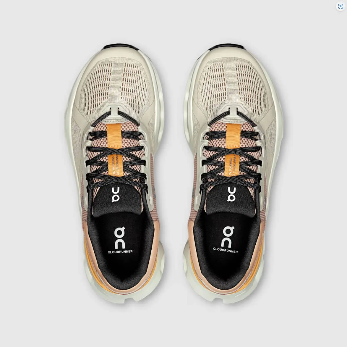 On Women's Cloudrunner 2 Shoes - Pearl / Tangerine On Cloud Shoes