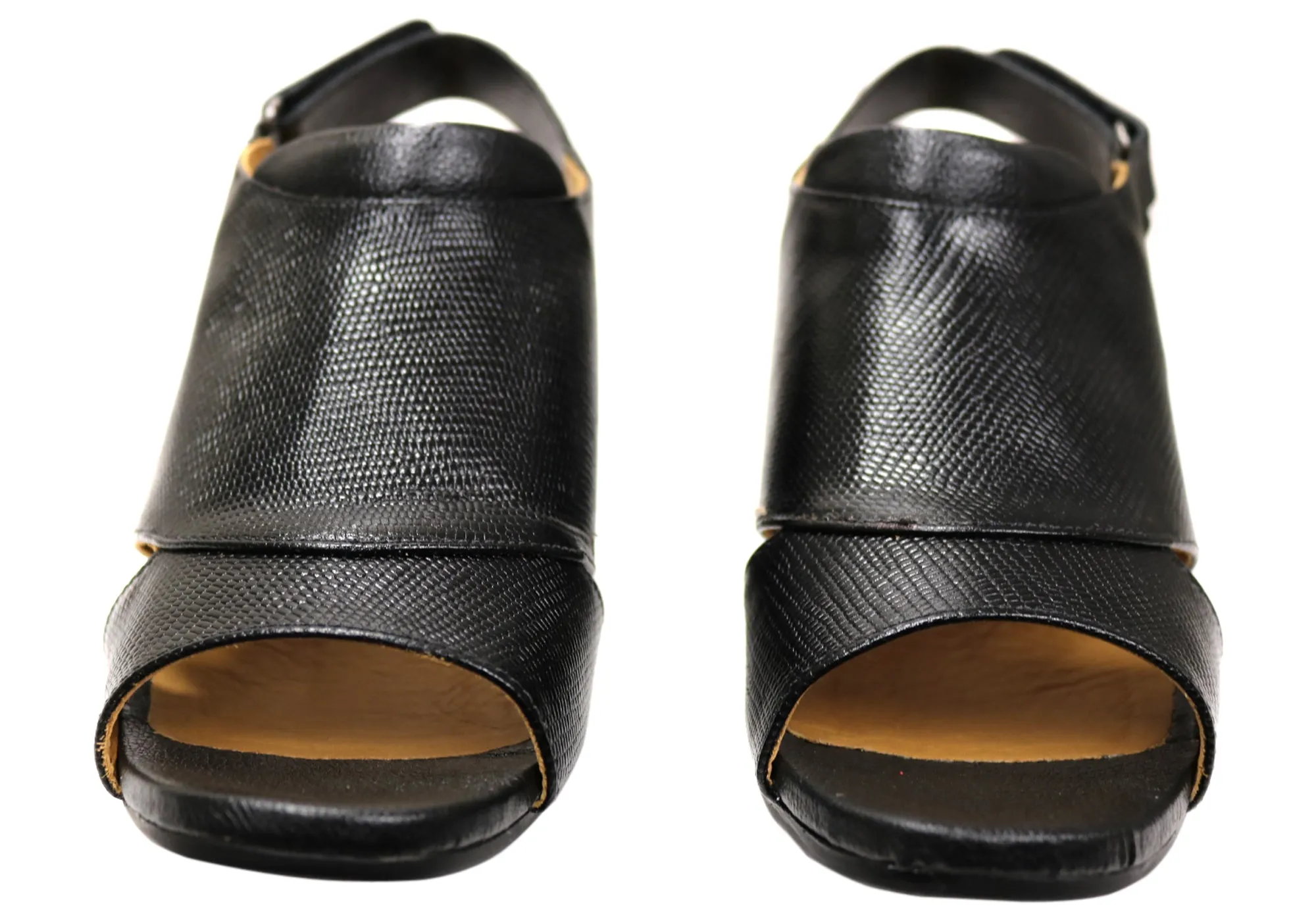 Opananken Joice Womens Comfortable Brazilian Mid Heel Leather Sandals Opananken Shoes