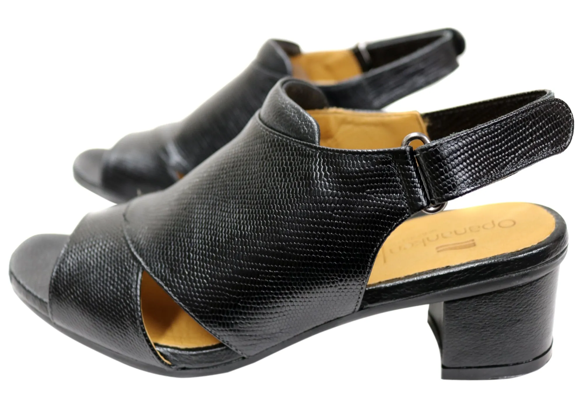 Opananken Joice Womens Comfortable Brazilian Mid Heel Leather Sandals Opananken Shoes