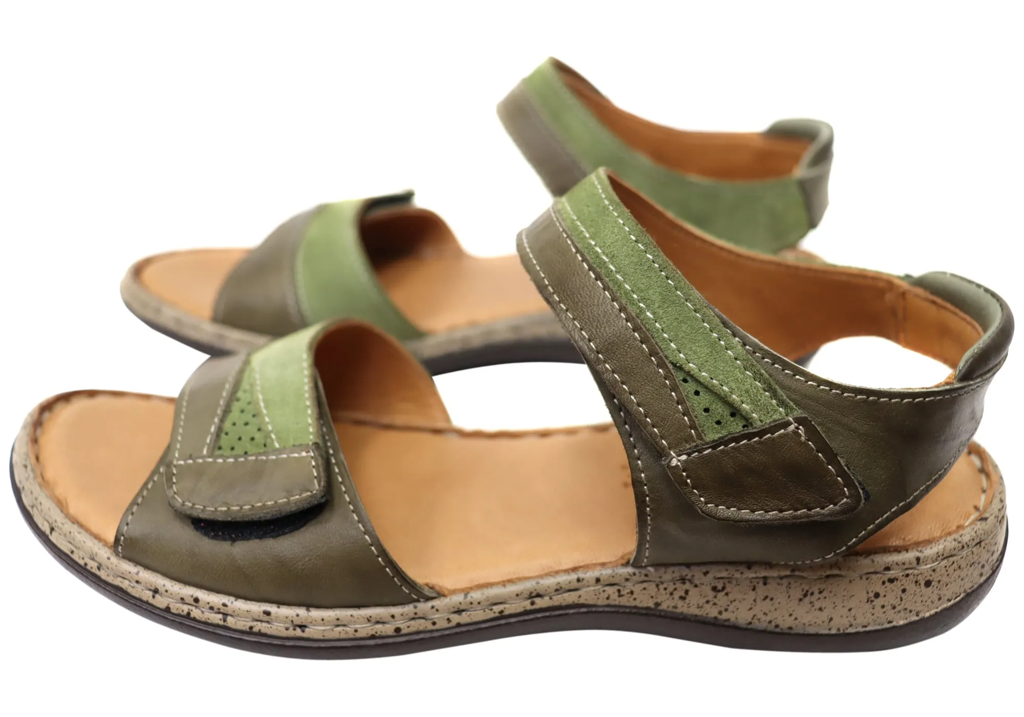 Orizonte Easy Womens Adjustable Comfortable European Leather Sandals Orizonte Shoes