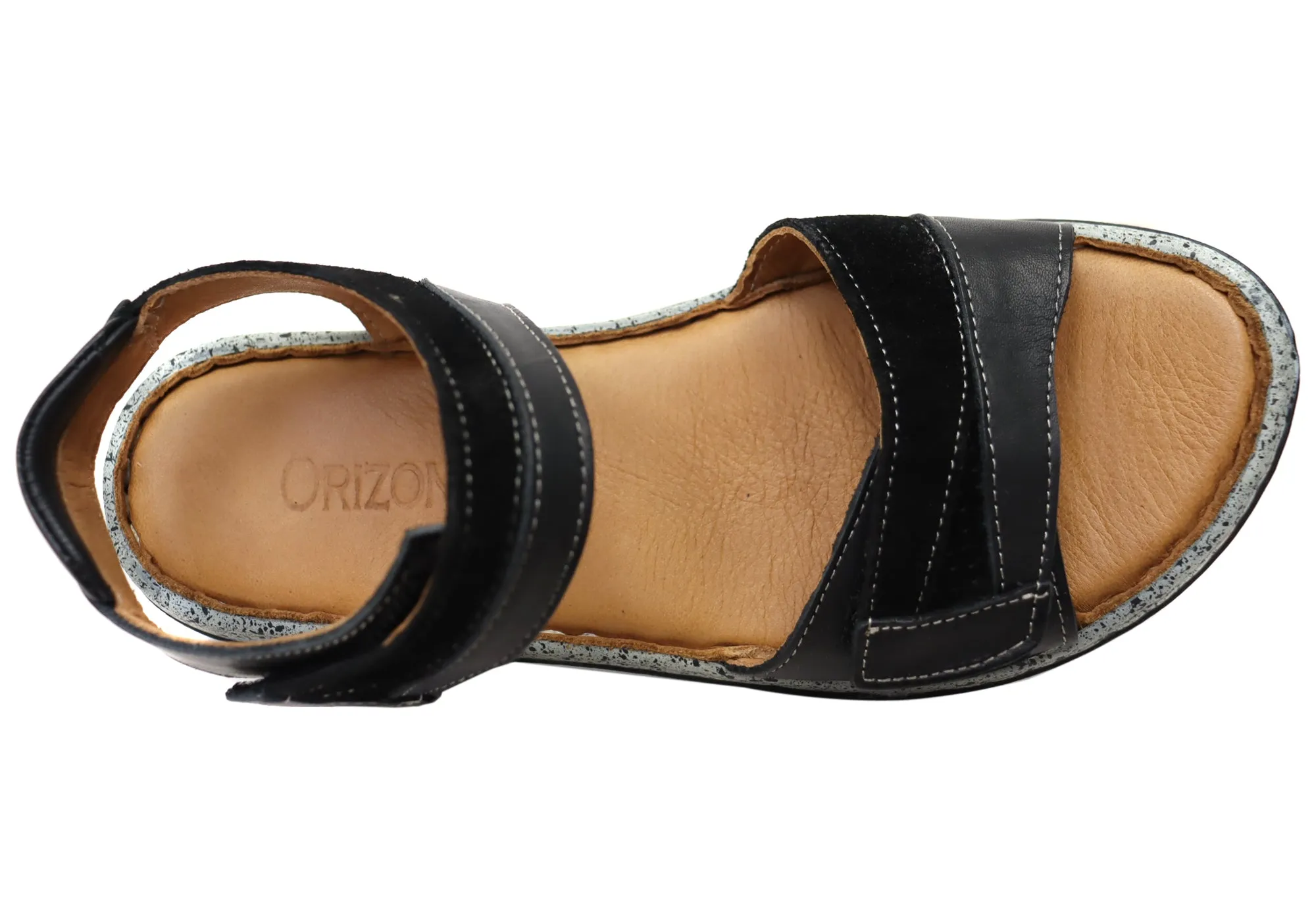 Orizonte Easy Womens Adjustable Comfortable European Leather Sandals Orizonte Shoes