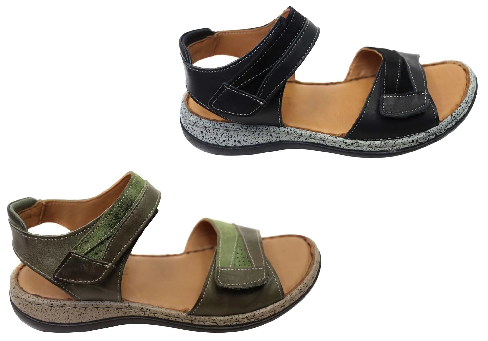 Orizonte Easy Womens Adjustable Comfortable European Leather Sandals Orizonte Shoes