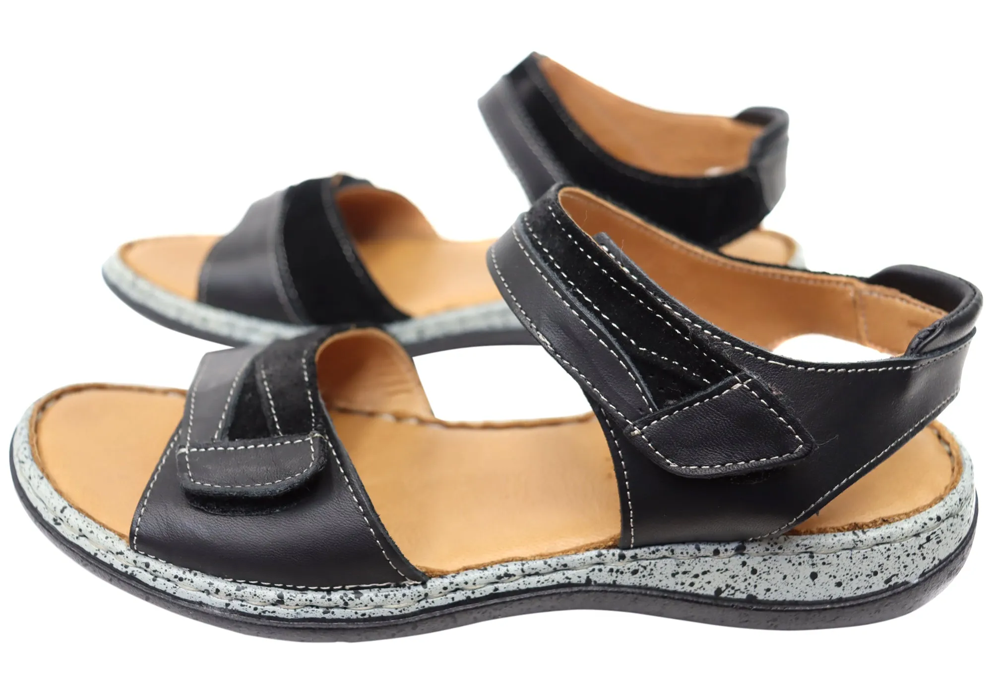 Orizonte Easy Womens Adjustable Comfortable European Leather Sandals Orizonte Shoes