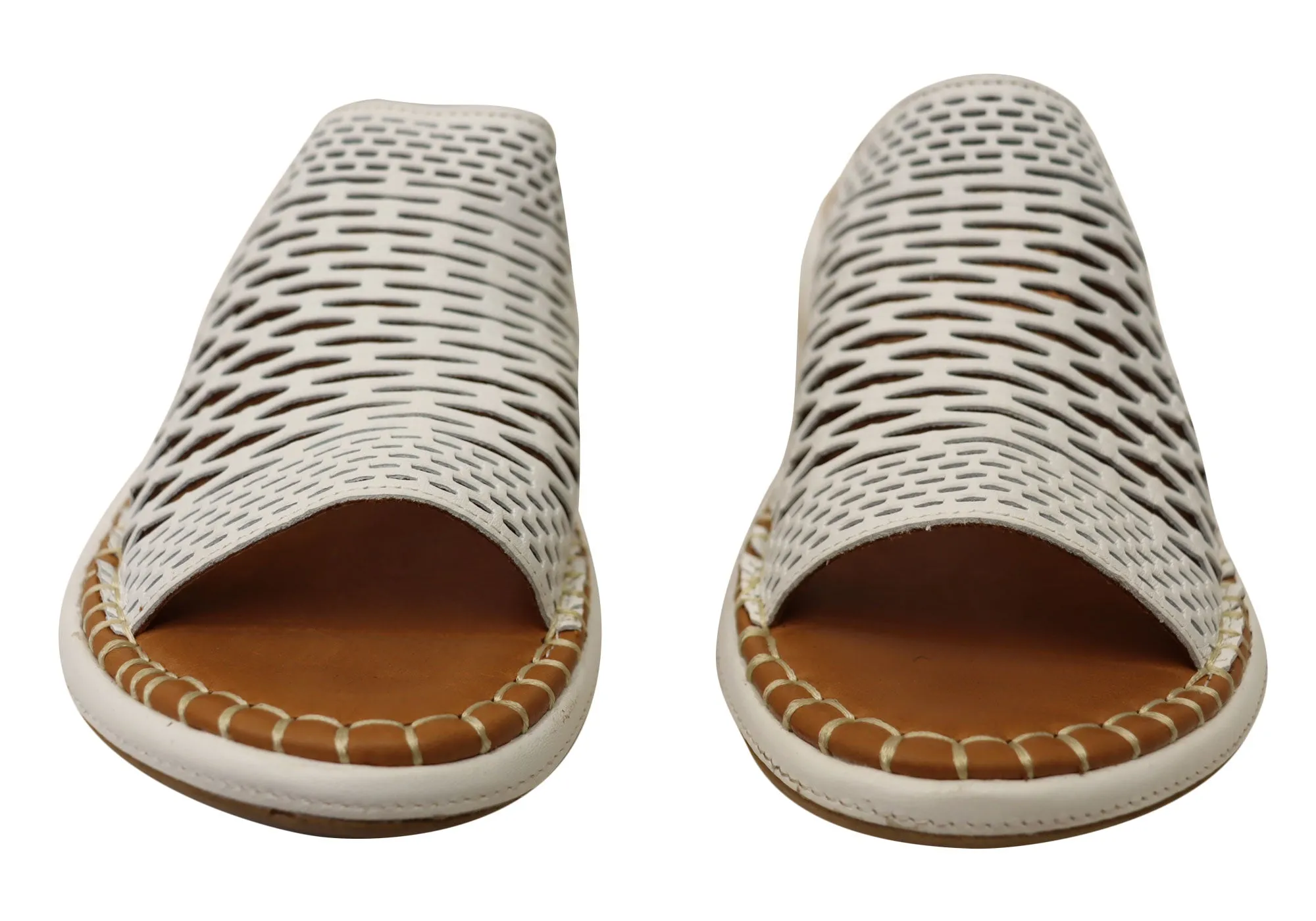 Orizonte Lyric Womens European Comfortable Leather Slides Sandals Orizonte Shoes