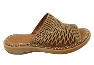 Orizonte Lyric Womens European Comfortable Leather Slides Sandals Orizonte Shoes