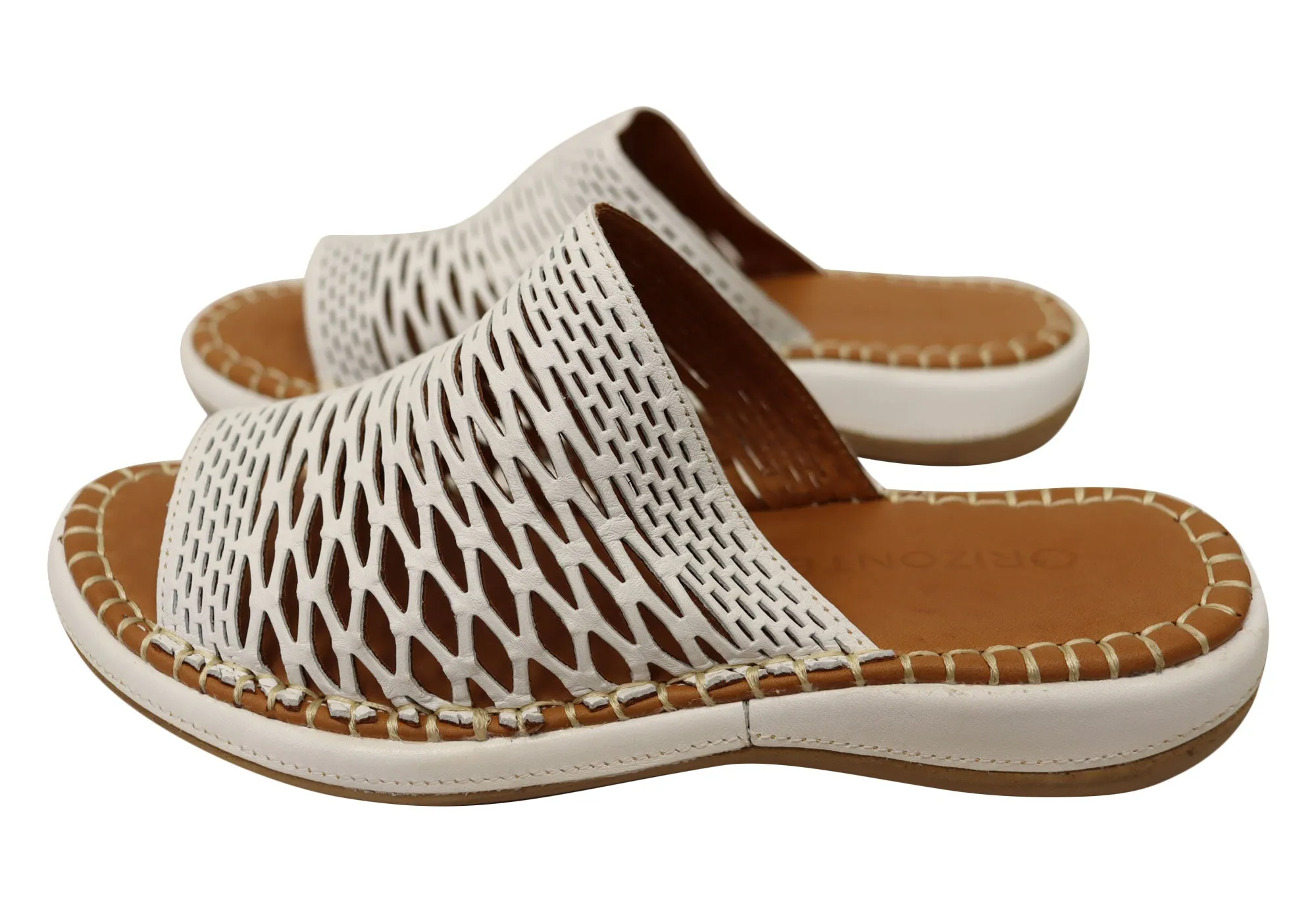 Orizonte Lyric Womens European Comfortable Leather Slides Sandals Orizonte Shoes