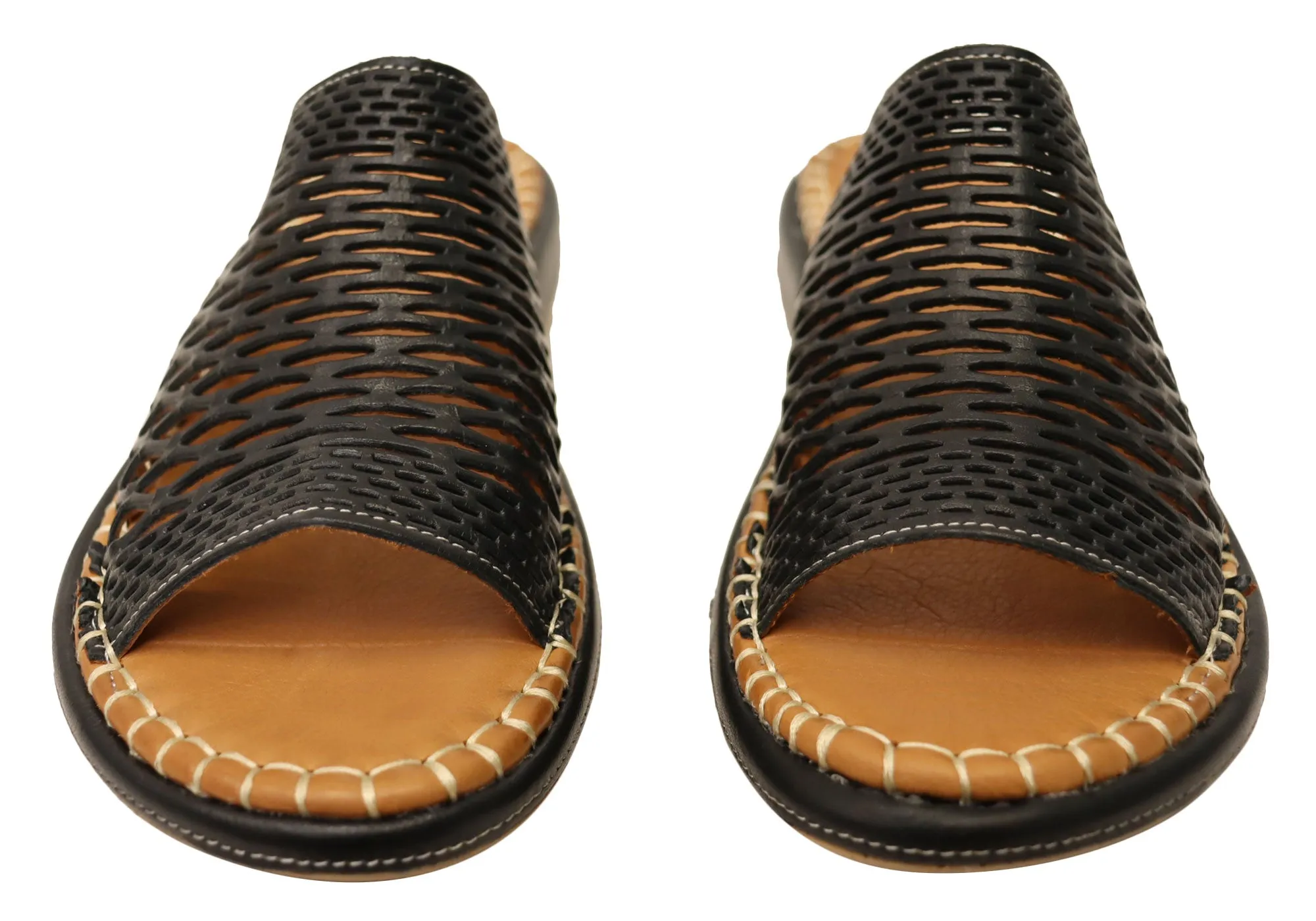 Orizonte Lyric Womens European Comfortable Leather Slides Sandals Orizonte Shoes