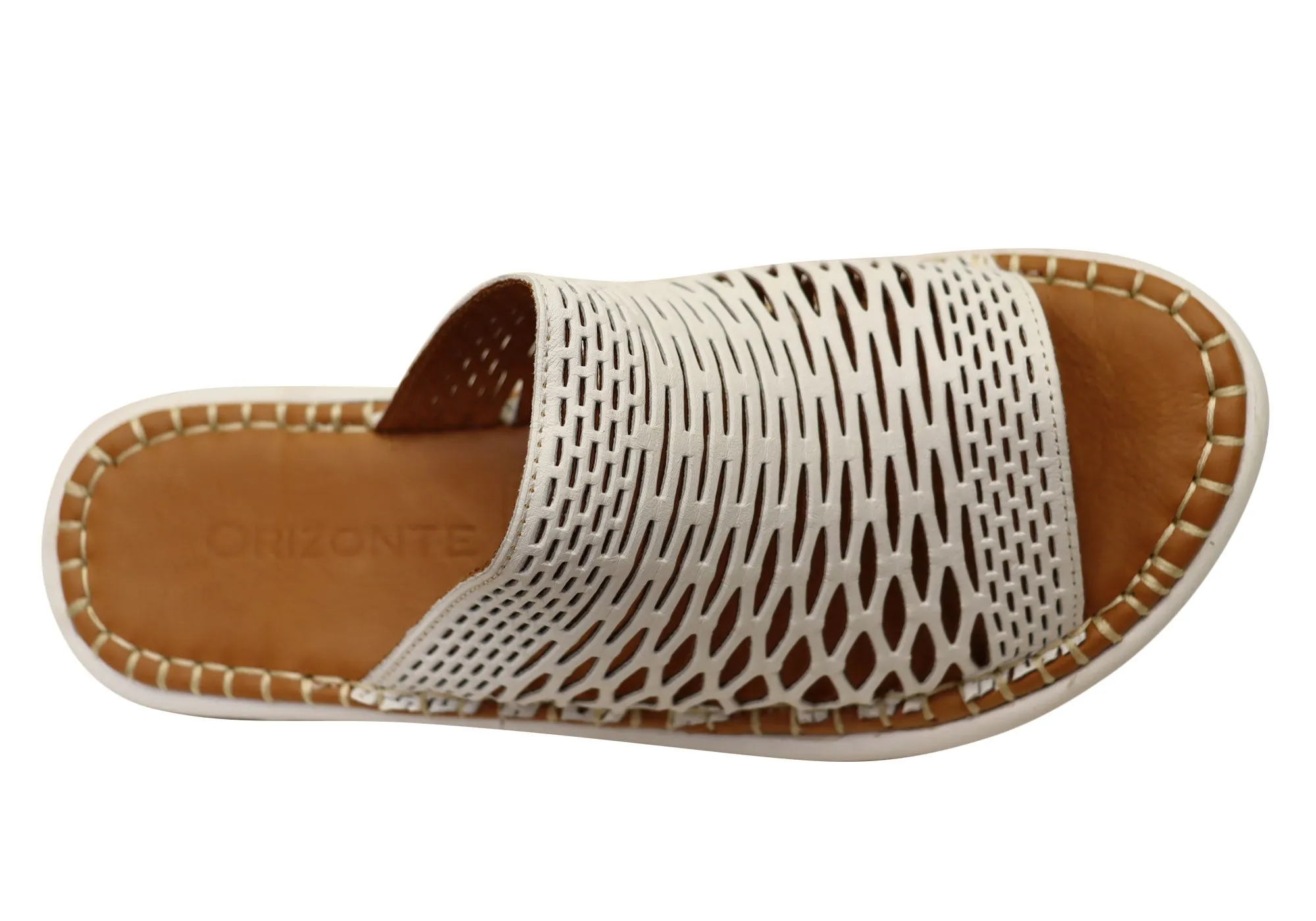 Orizonte Lyric Womens European Comfortable Leather Slides Sandals Orizonte Shoes