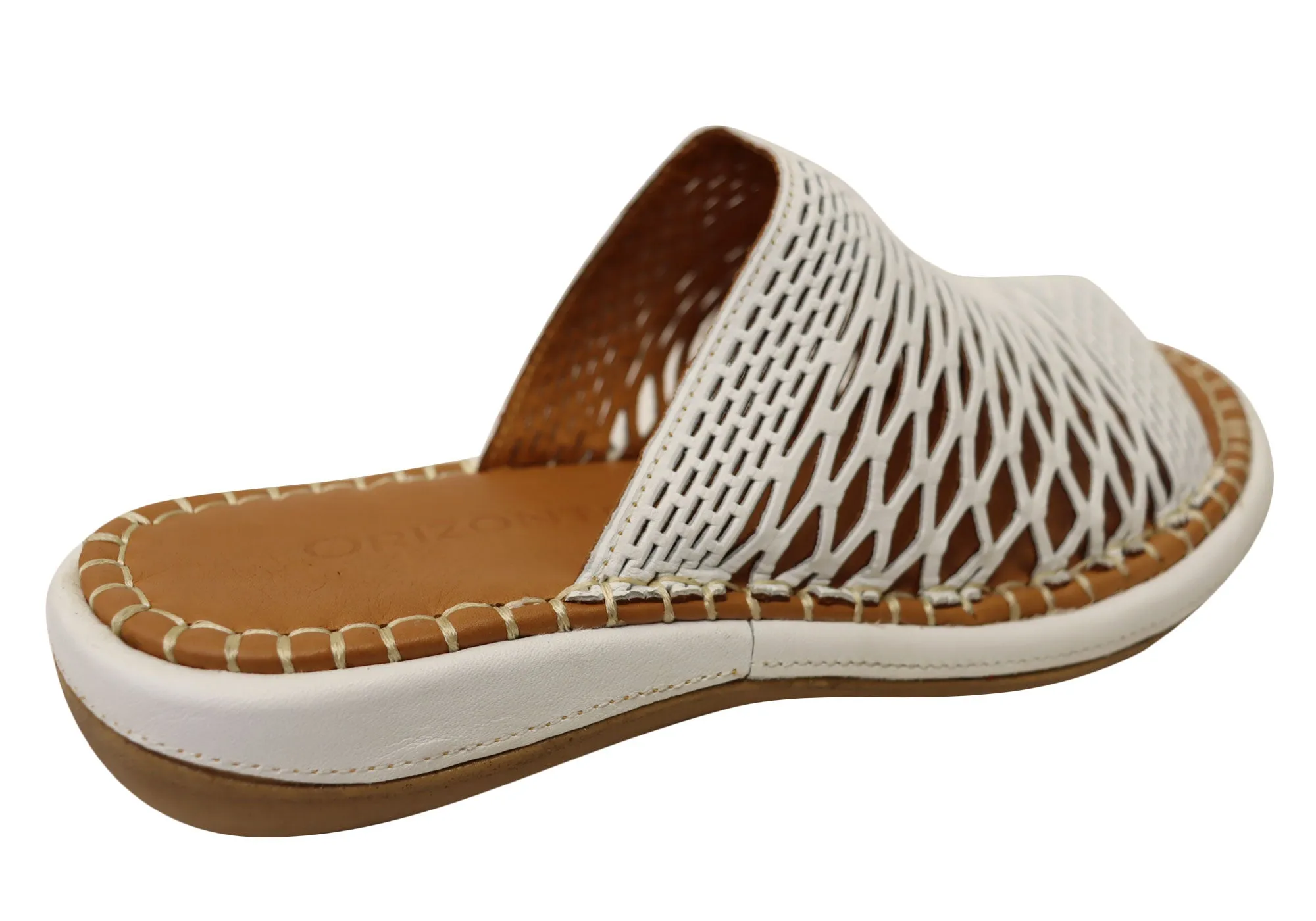 Orizonte Lyric Womens European Comfortable Leather Slides Sandals Orizonte Shoes