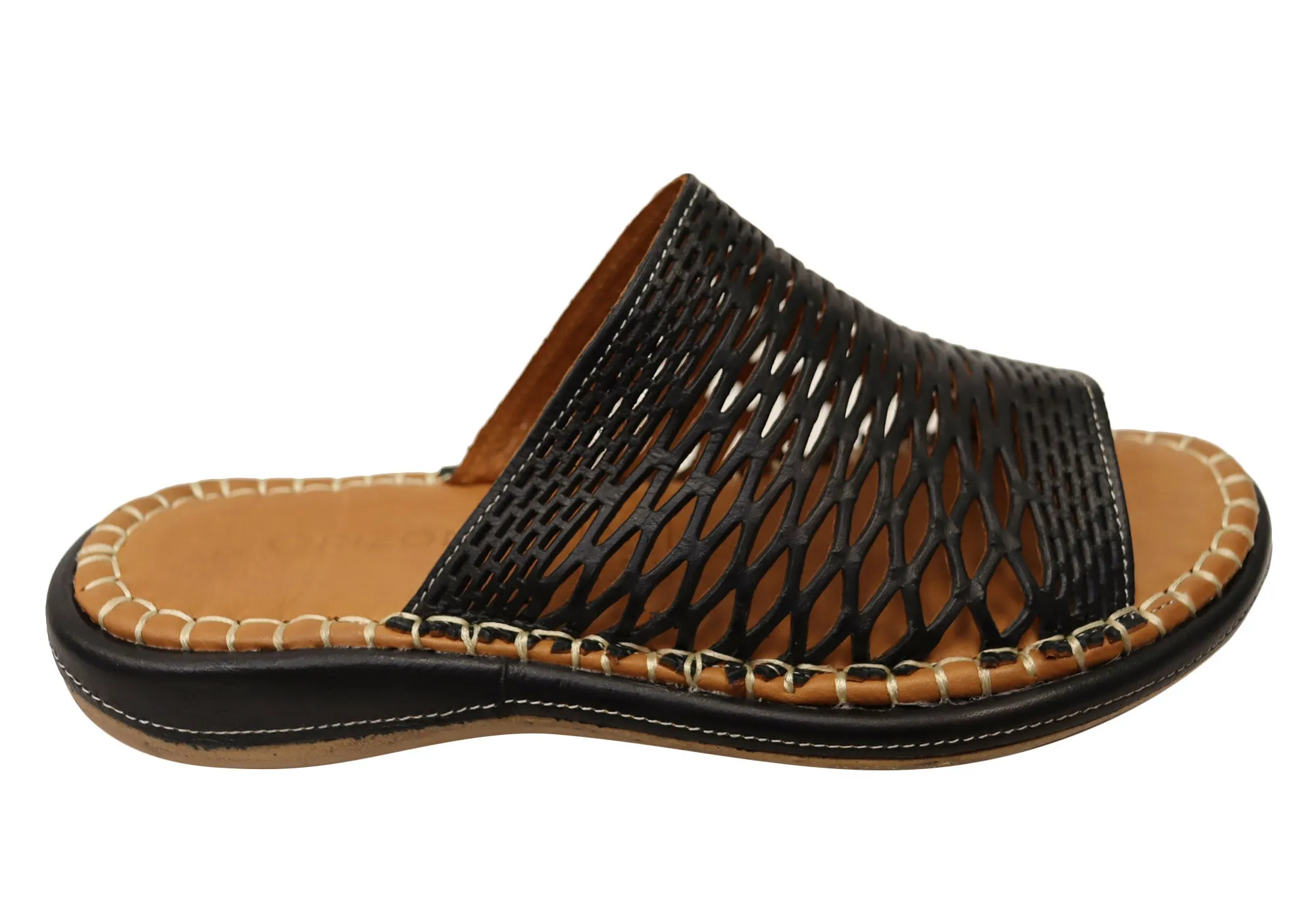 Orizonte Lyric Womens European Comfortable Leather Slides Sandals Orizonte Shoes