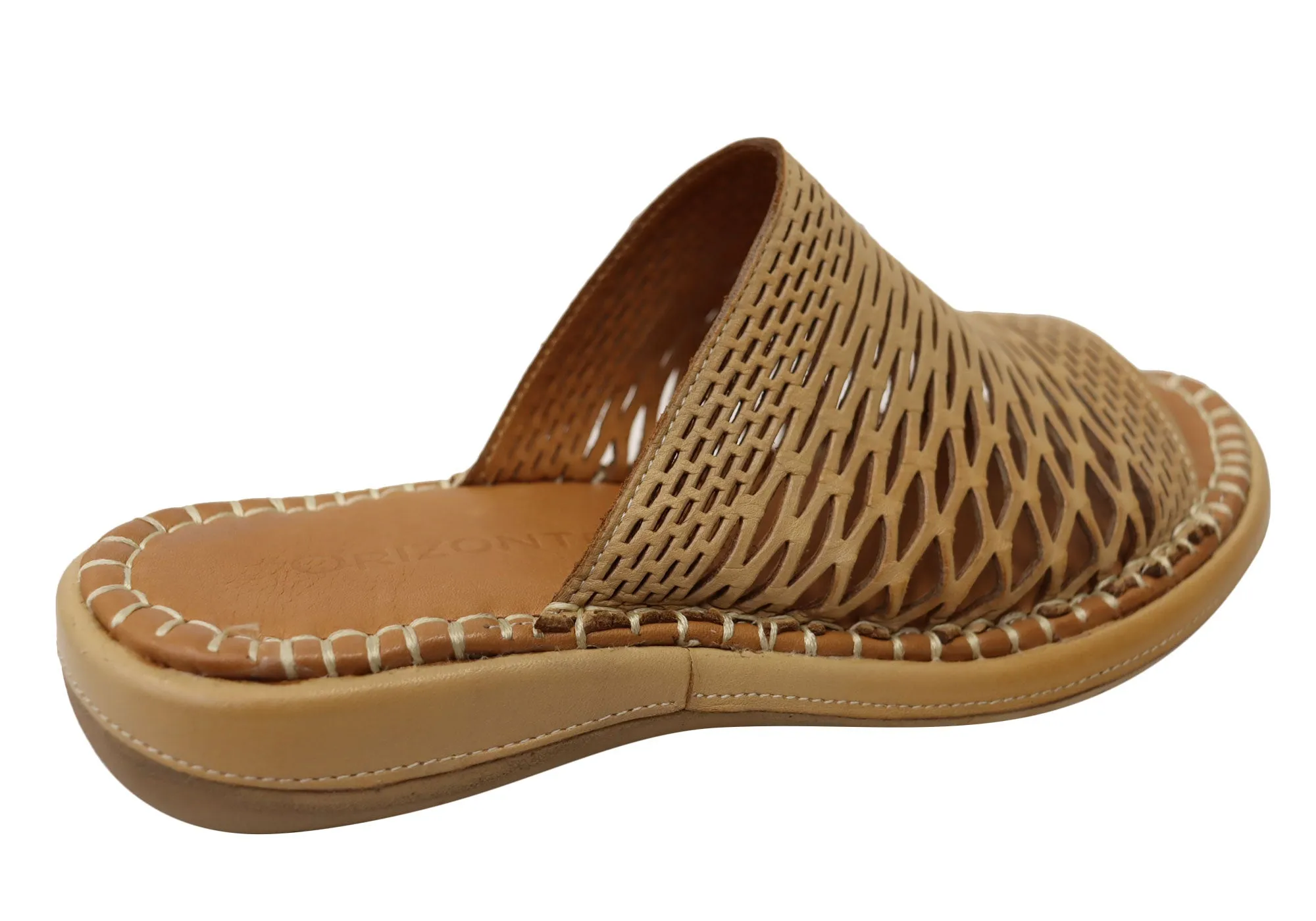 Orizonte Lyric Womens European Comfortable Leather Slides Sandals Orizonte Shoes