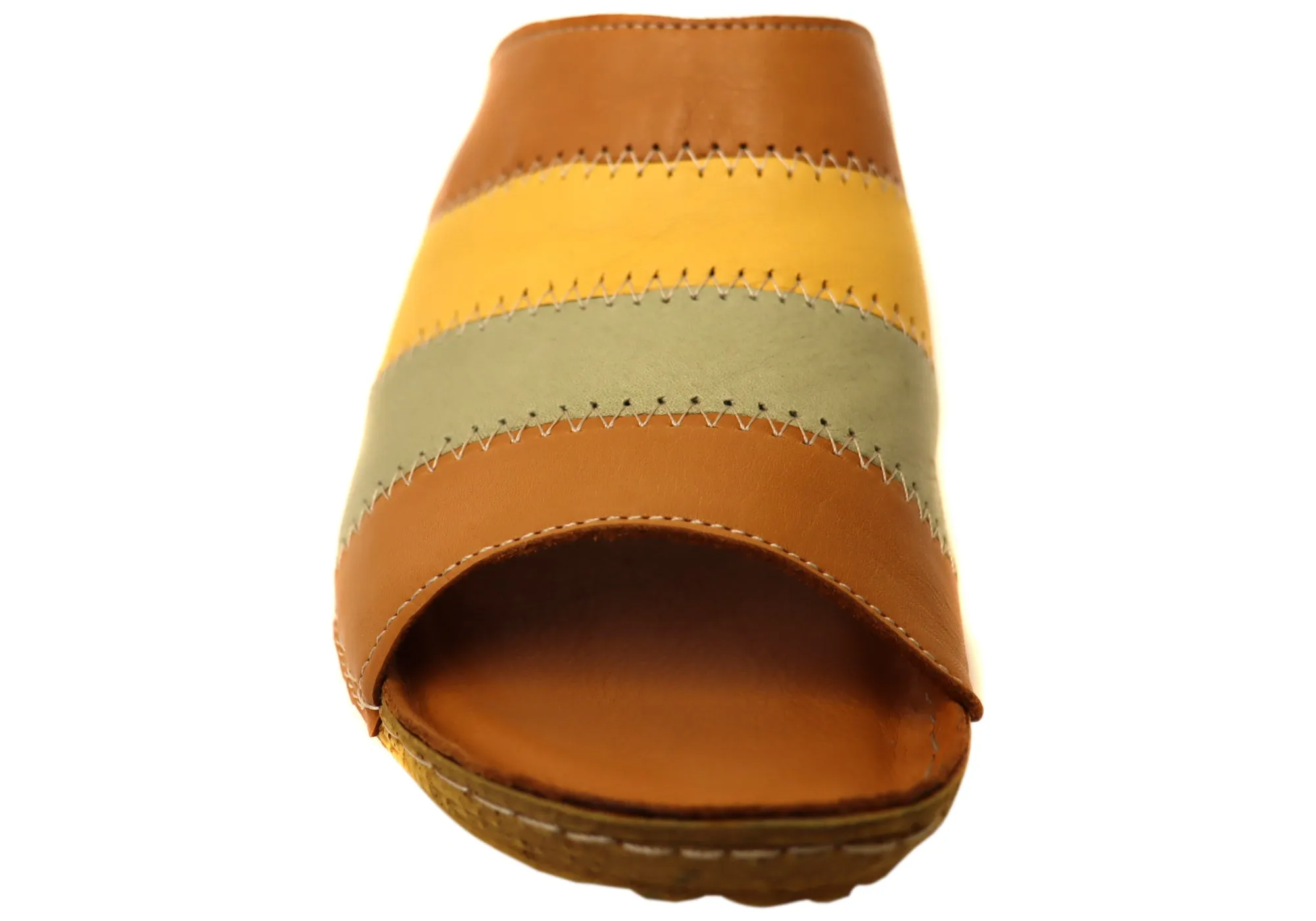 Orizonte Nina Womens European Comfortable Leather Slides Sandals Orizonte Shoes