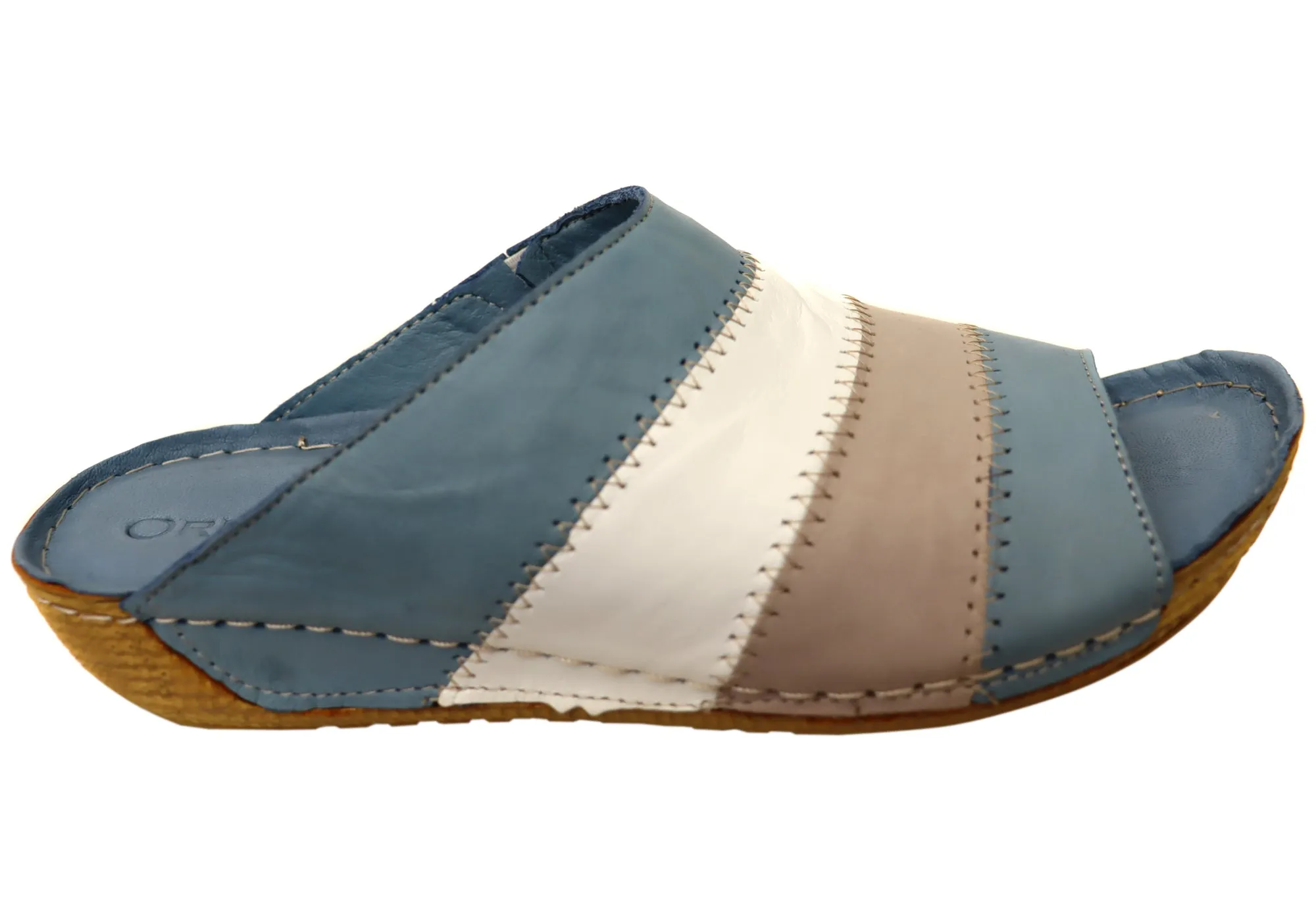 Orizonte Nina Womens European Comfortable Leather Slides Sandals Orizonte Shoes