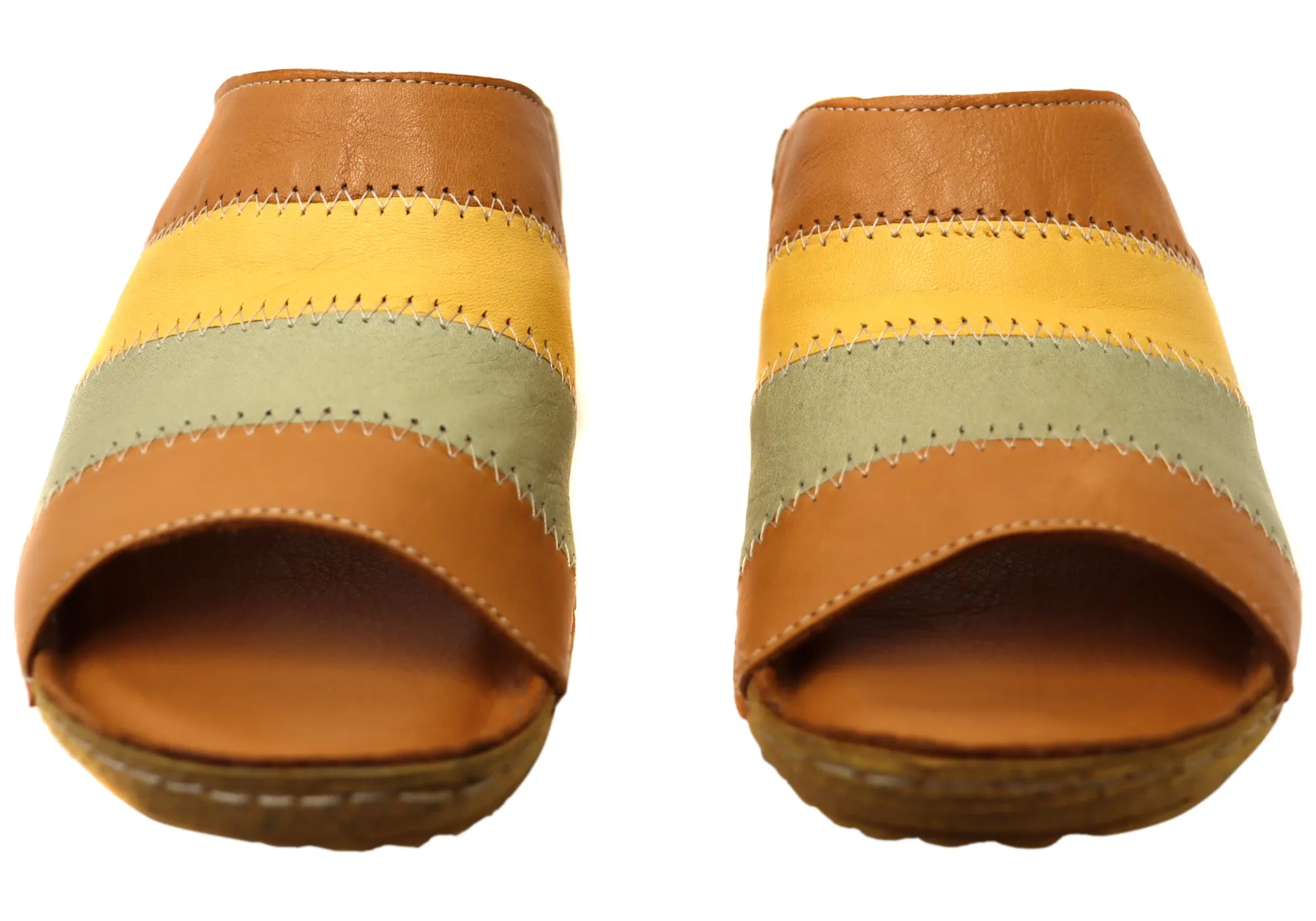 Orizonte Nina Womens European Comfortable Leather Slides Sandals Orizonte Shoes