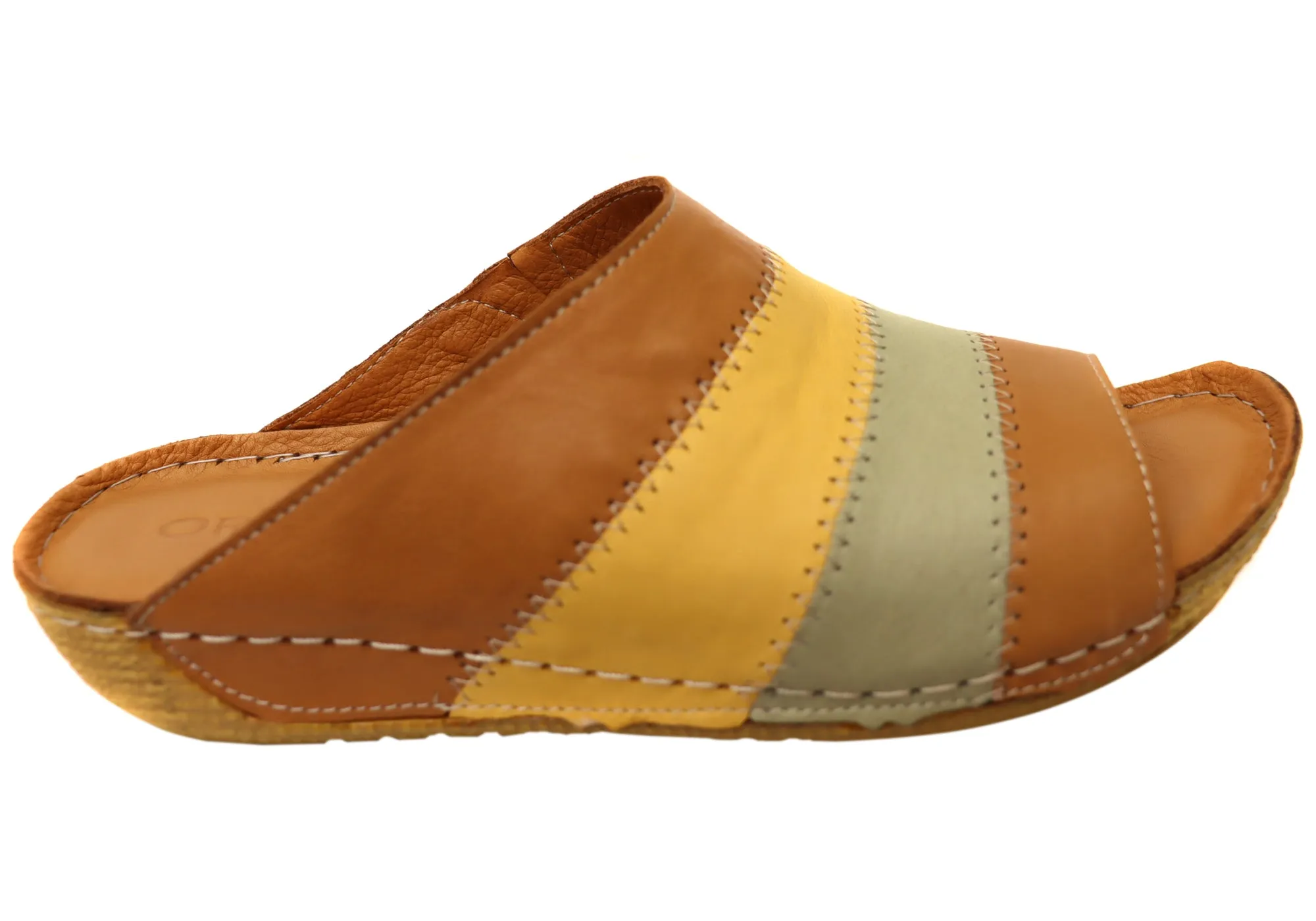 Orizonte Nina Womens European Comfortable Leather Slides Sandals Orizonte Shoes