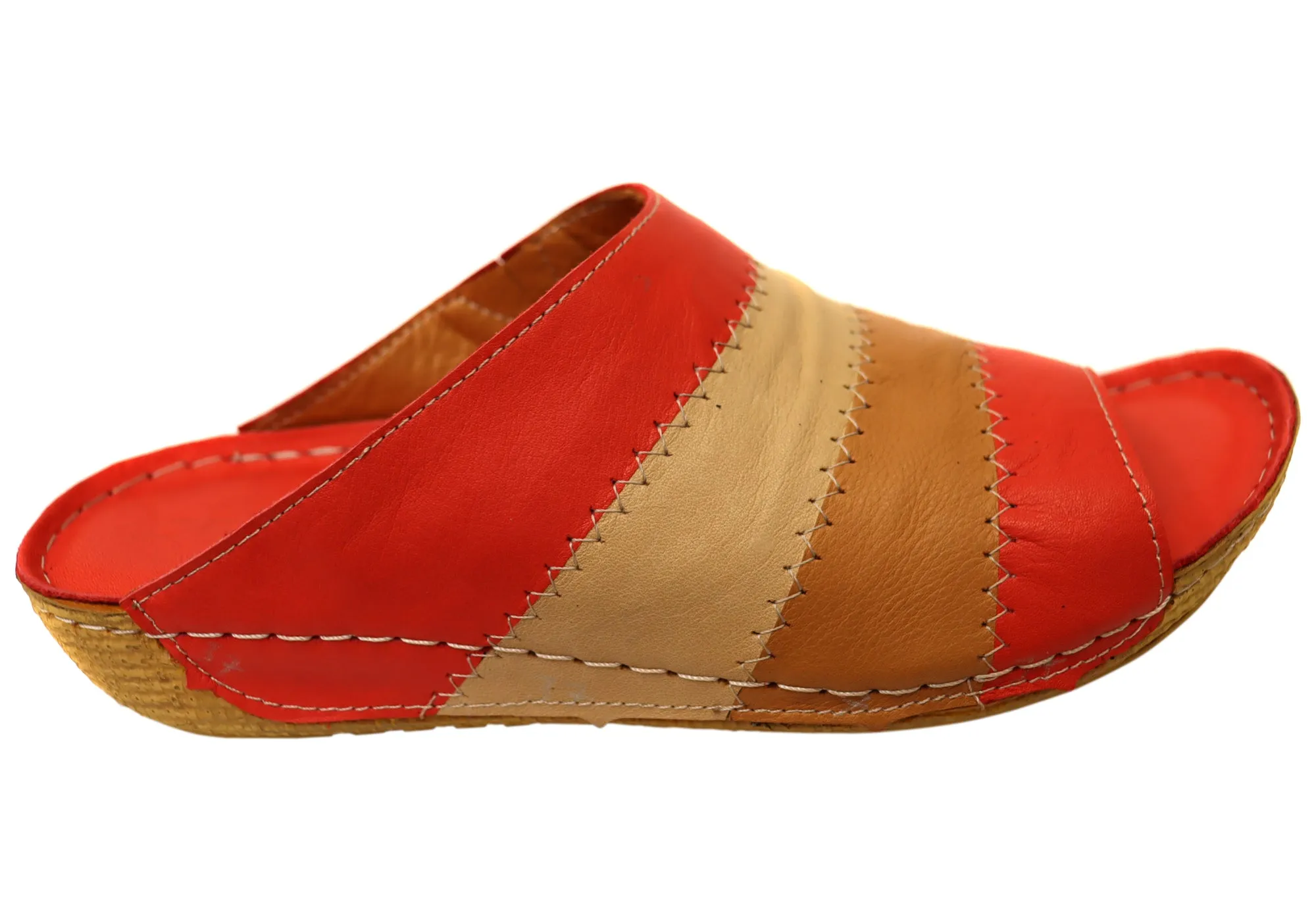 Orizonte Nina Womens European Comfortable Leather Slides Sandals Orizonte Shoes
