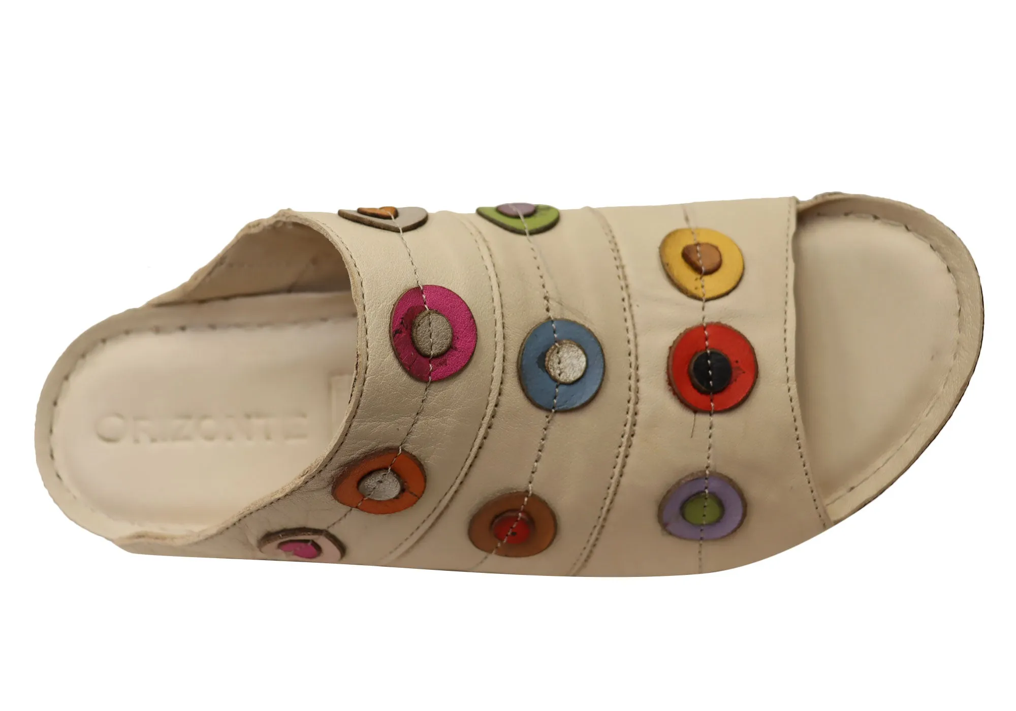 Orizonte Passion Womens European Comfortable Leather Slides Sandals Orizonte Shoes