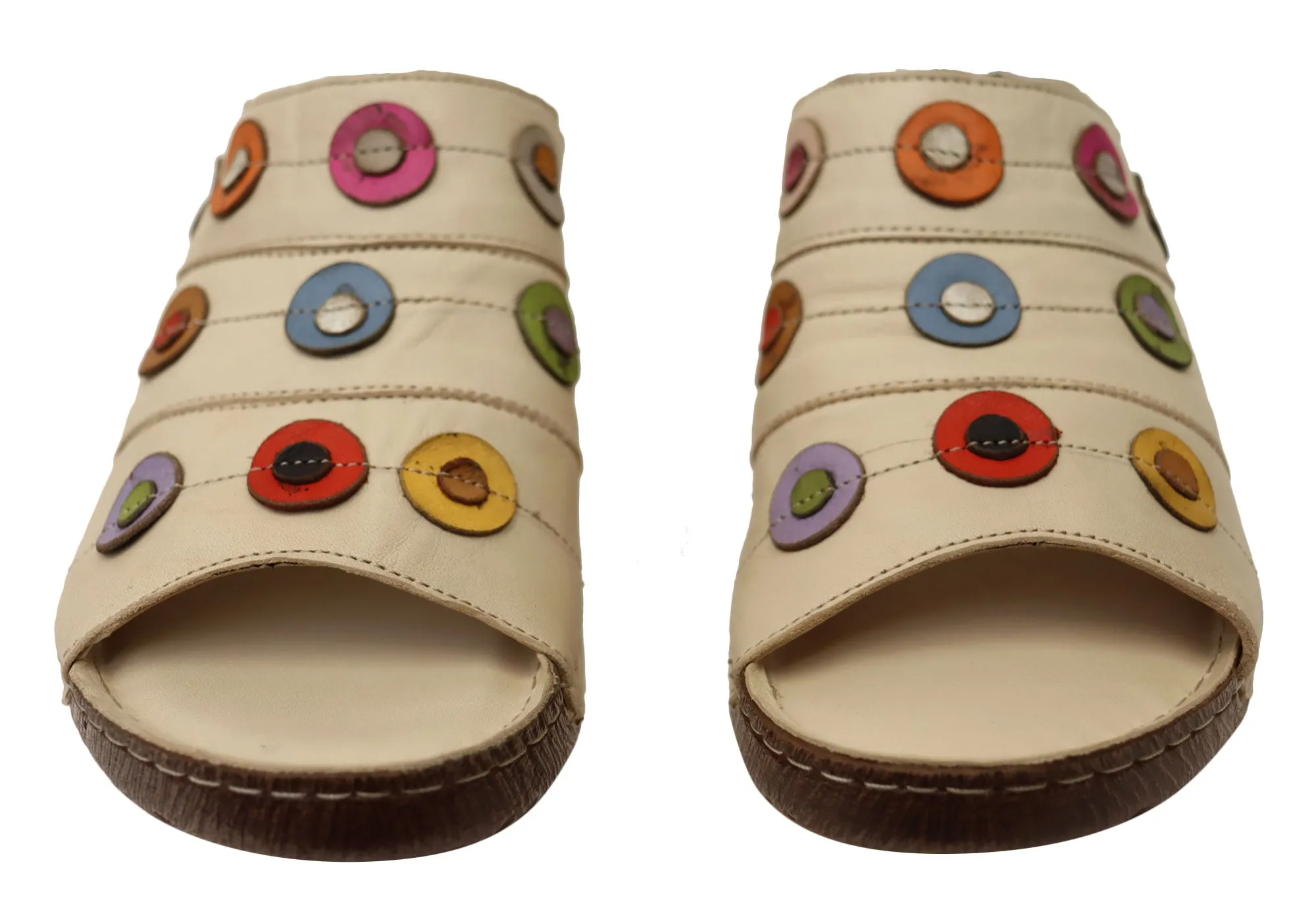 Orizonte Passion Womens European Comfortable Leather Slides Sandals Orizonte Shoes