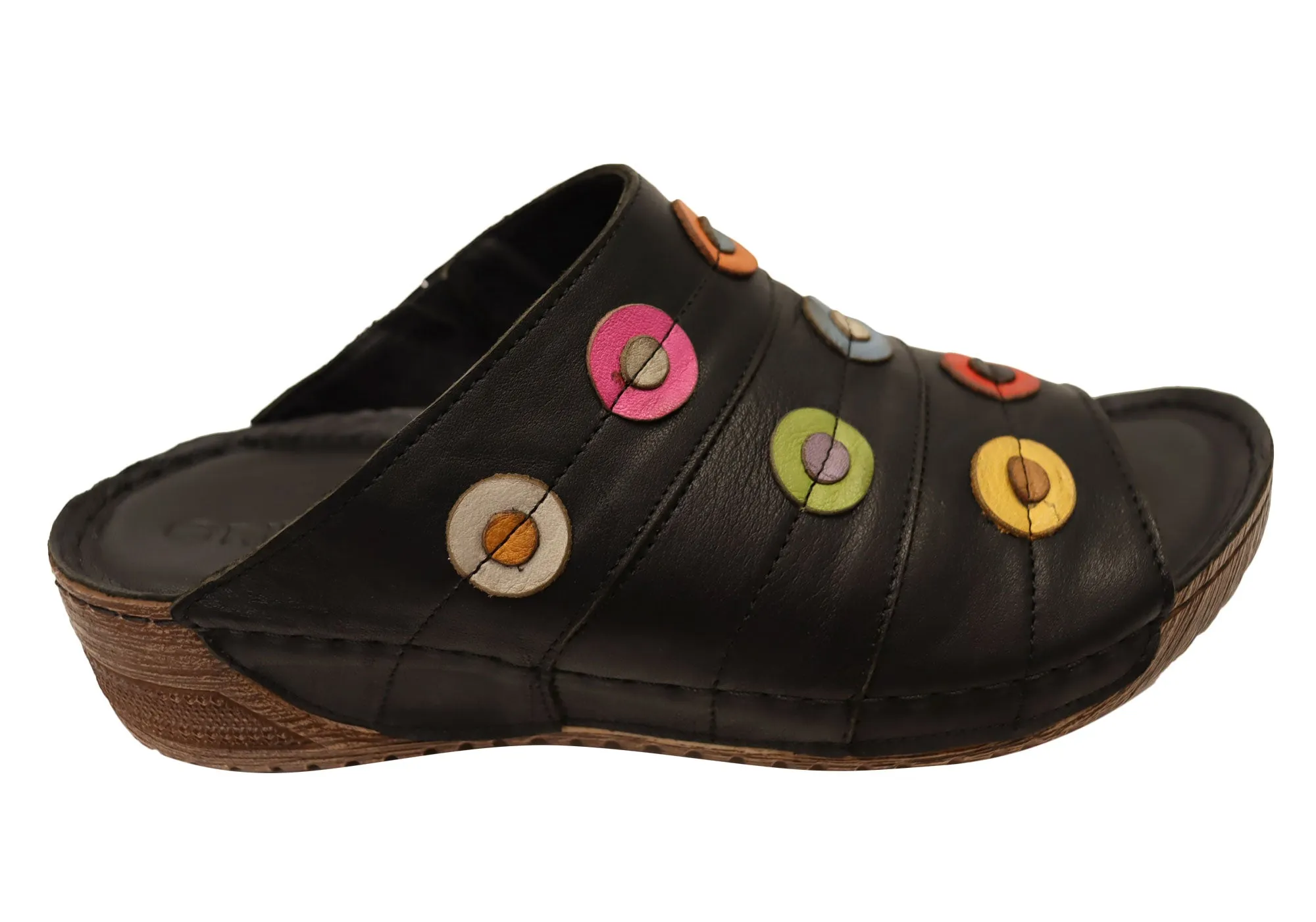 Orizonte Passion Womens European Comfortable Leather Slides Sandals Orizonte Shoes