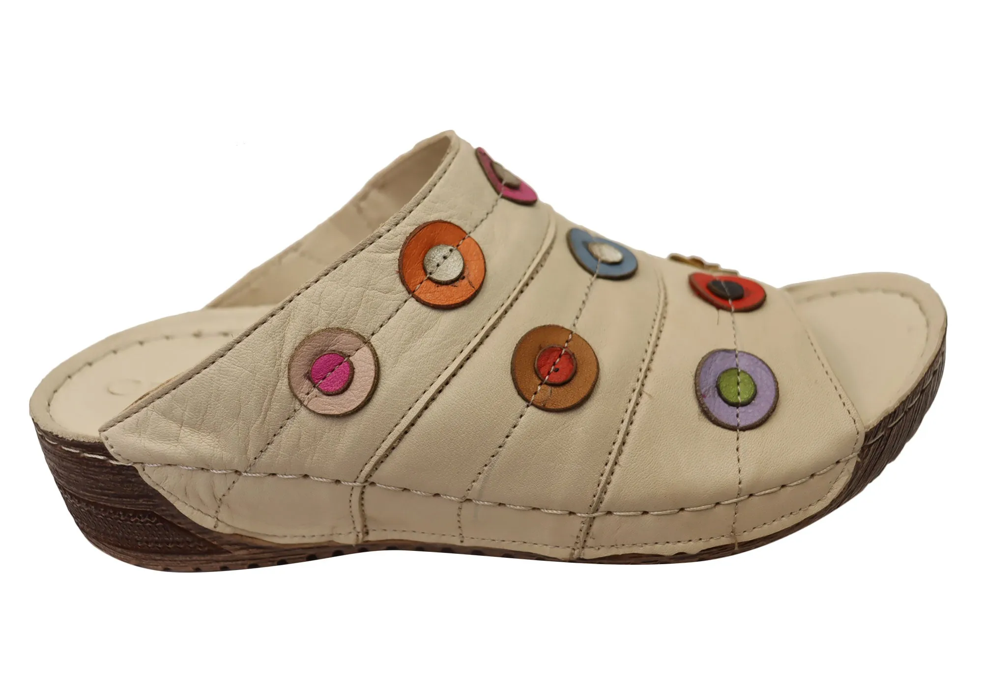 Orizonte Passion Womens European Comfortable Leather Slides Sandals Orizonte Shoes