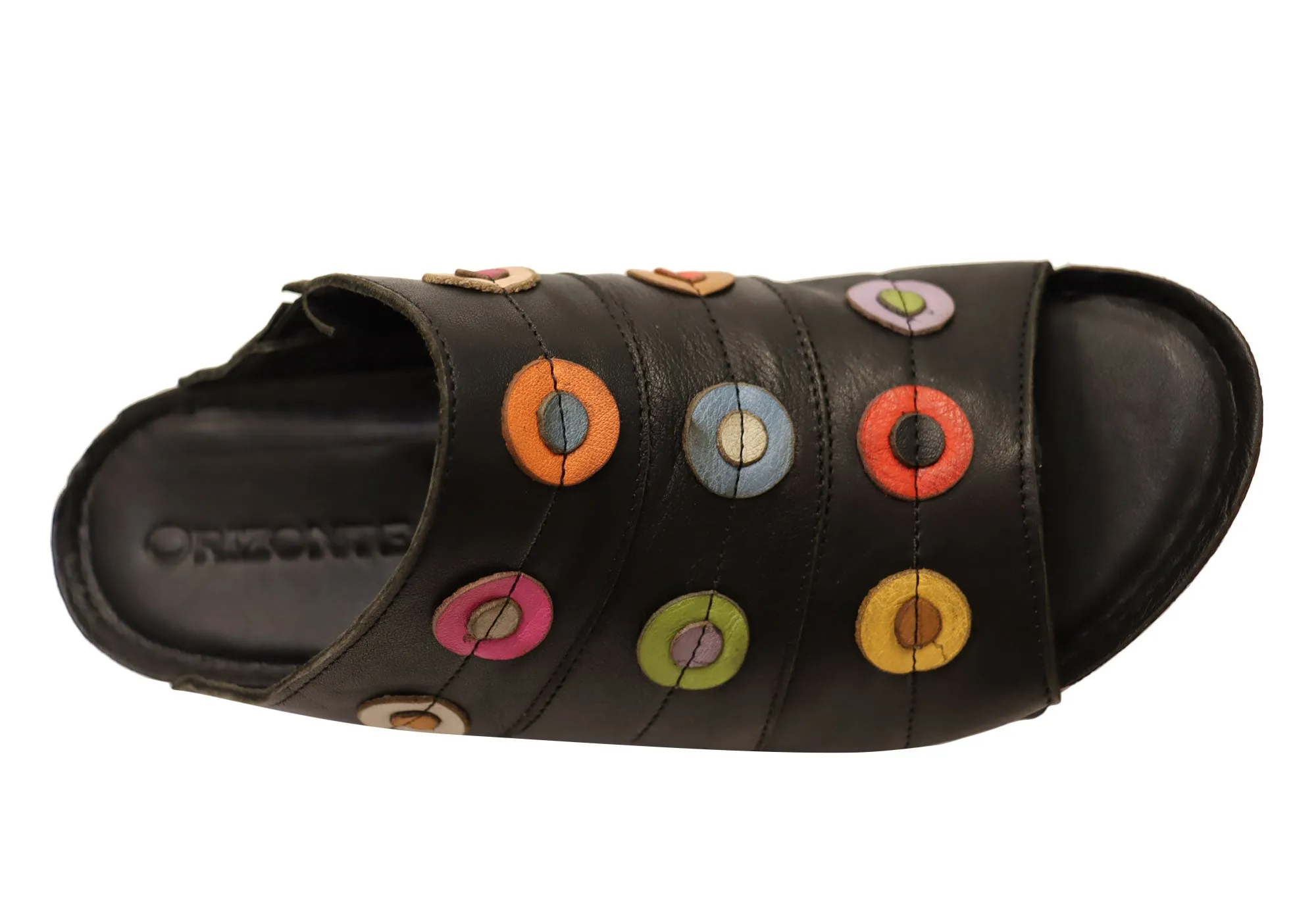 Orizonte Passion Womens European Comfortable Leather Slides Sandals Orizonte Shoes