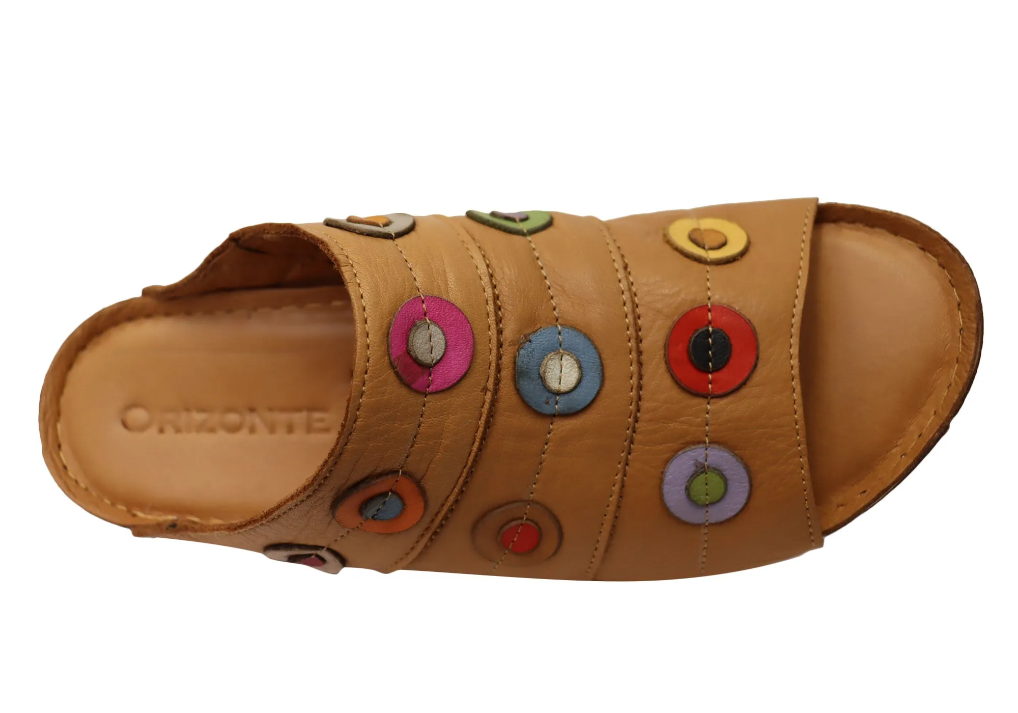Orizonte Passion Womens European Comfortable Leather Slides Sandals Orizonte Shoes