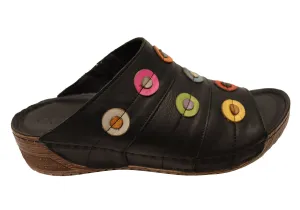 Orizonte Passion Womens European Comfortable Leather Slides Sandals Orizonte Shoes