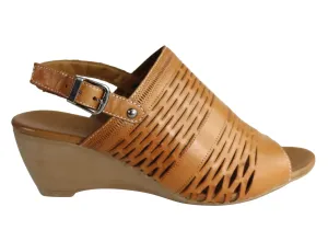 Orizonte Posy Womens European Leather Comfortable Wedge Sandals Orizonte Shoes