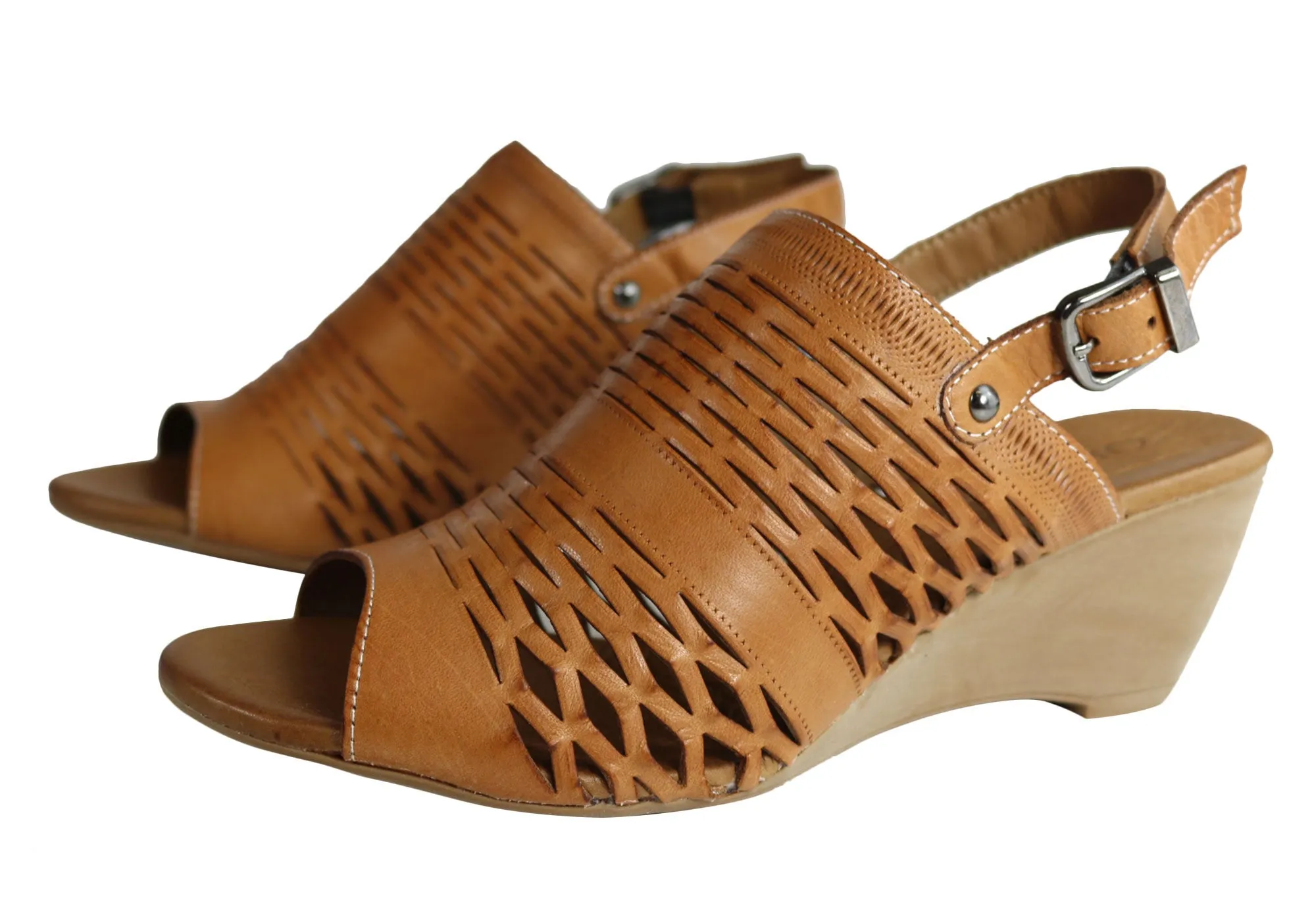 Orizonte Posy Womens European Leather Comfortable Wedge Sandals Orizonte Shoes