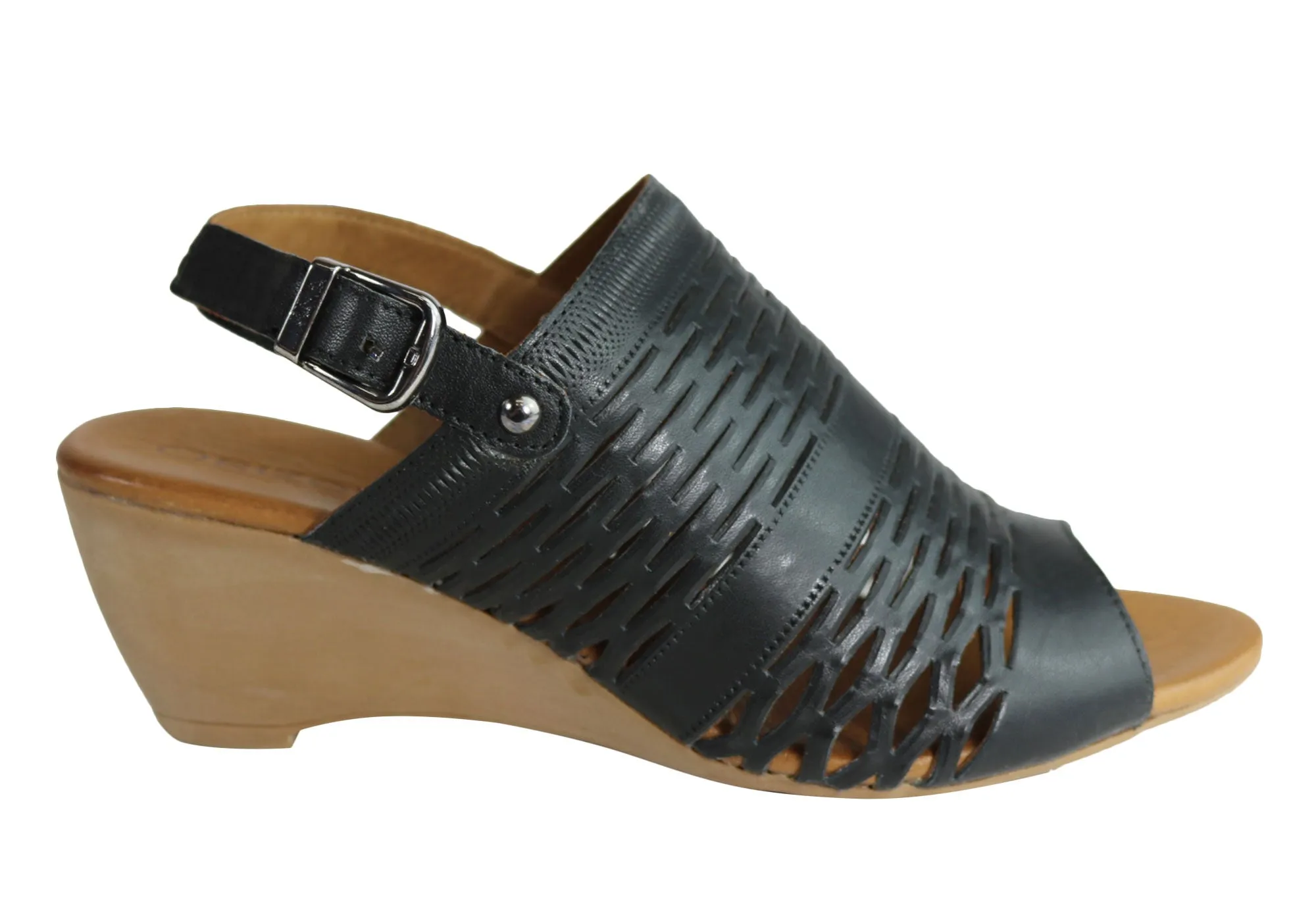 Orizonte Posy Womens European Leather Comfortable Wedge Sandals Orizonte Shoes