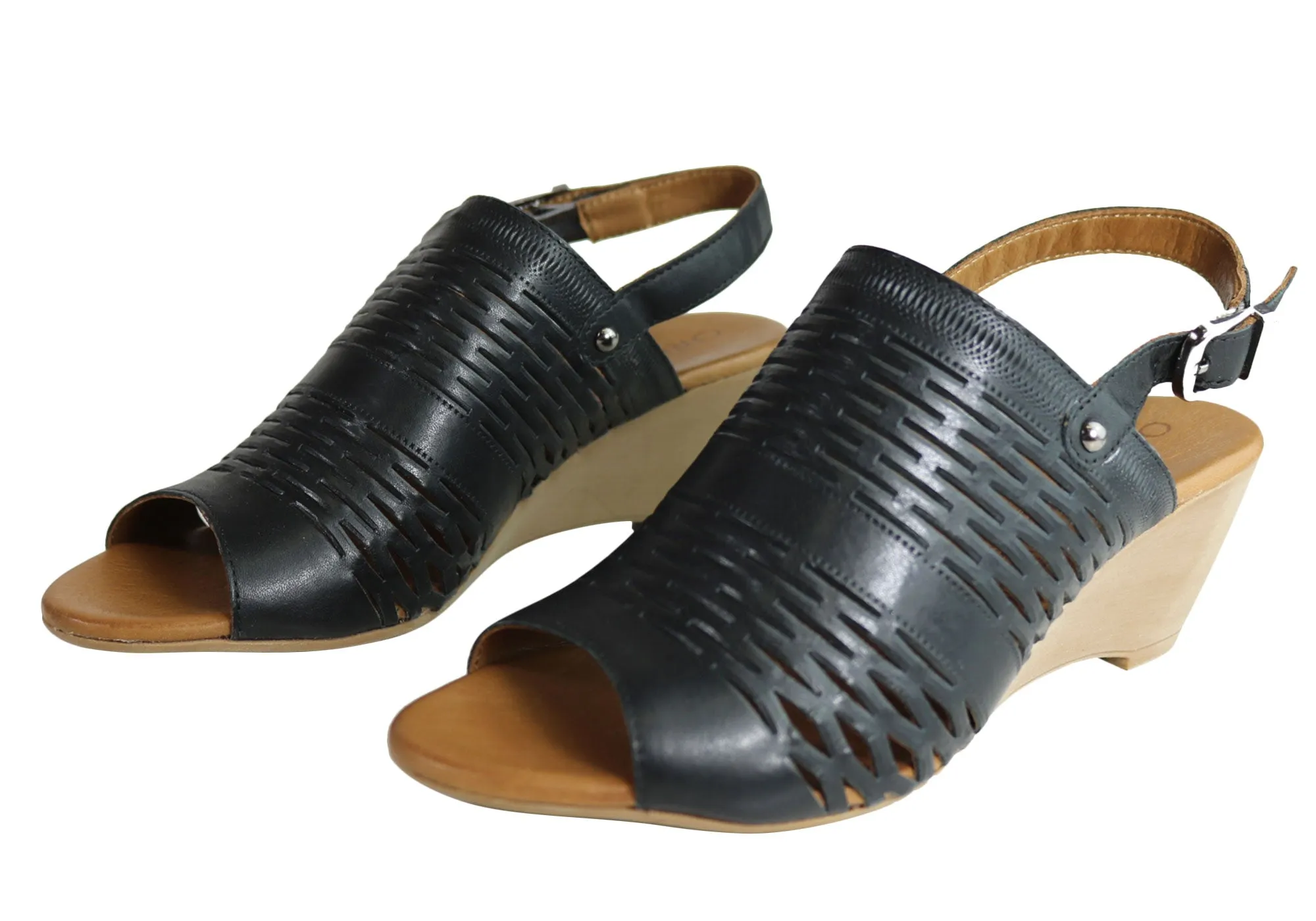 Orizonte Posy Womens European Leather Comfortable Wedge Sandals Orizonte Shoes
