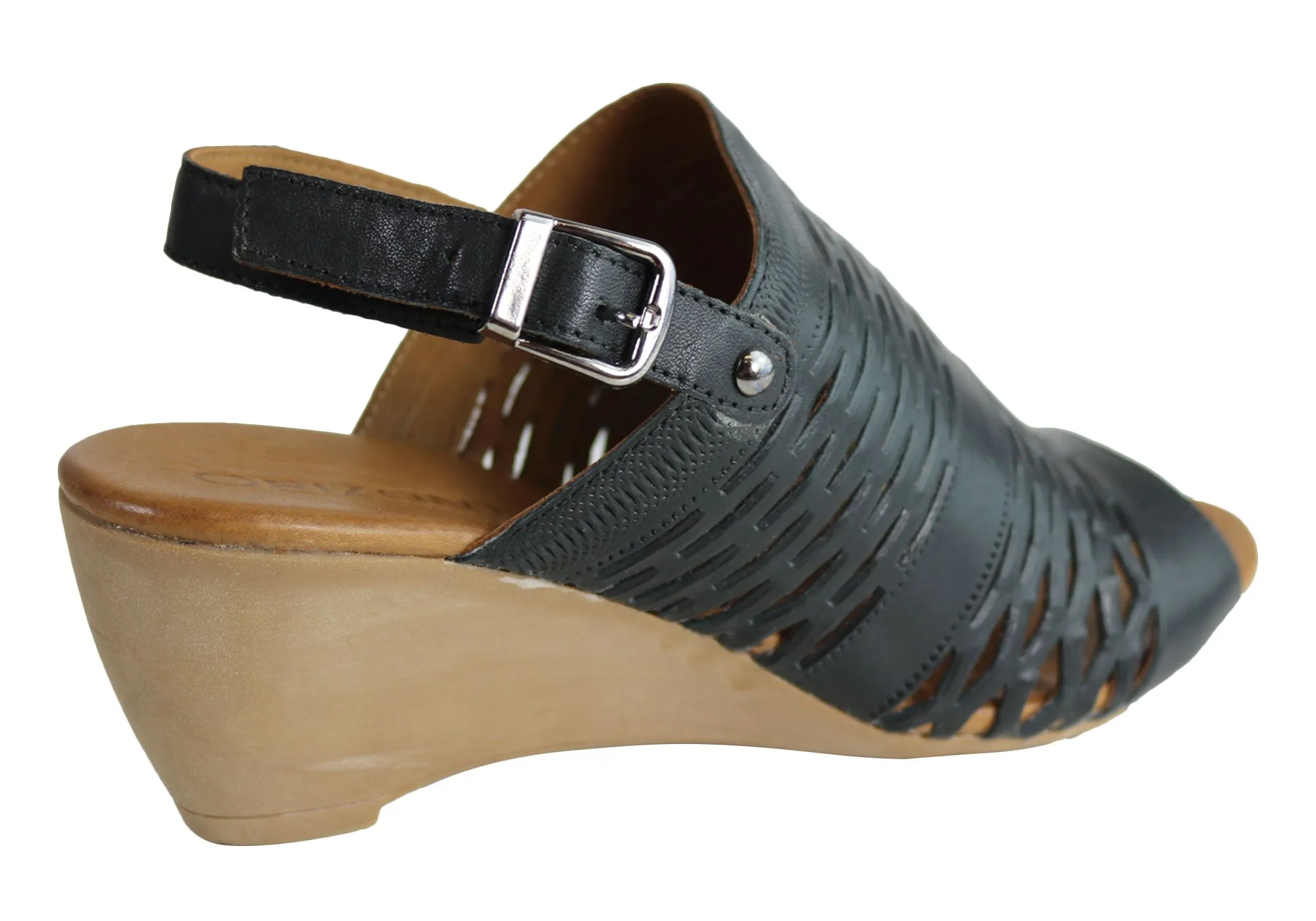 Orizonte Posy Womens European Leather Comfortable Wedge Sandals Orizonte Shoes