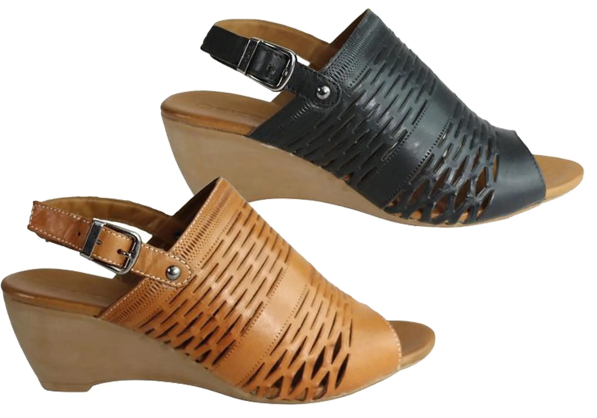Orizonte Posy Womens European Leather Comfortable Wedge Sandals Orizonte Shoes