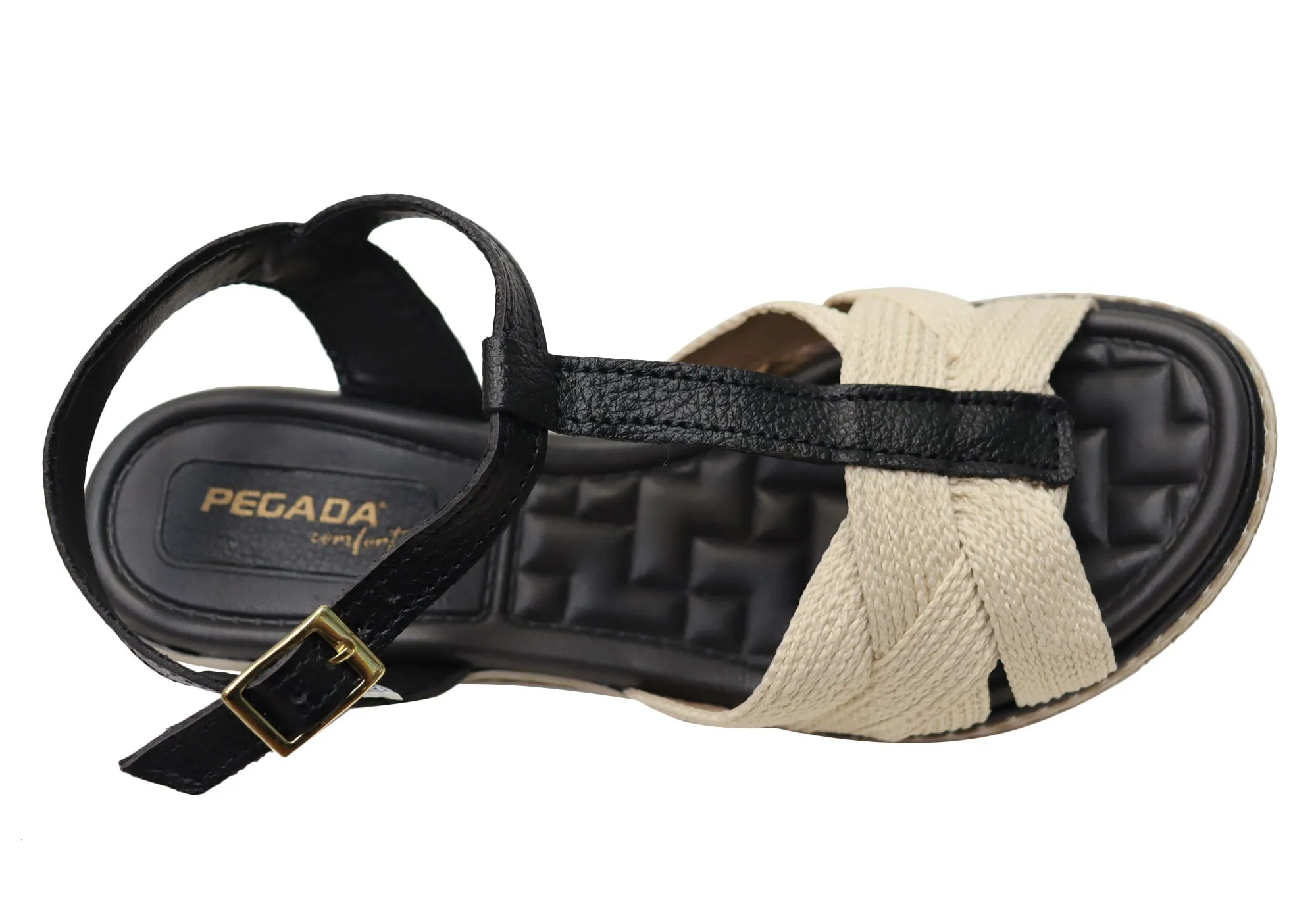 Pegada Carlisle Womens Brazilian Comfortable Leather Wedge Sandals Pegada Shoes
