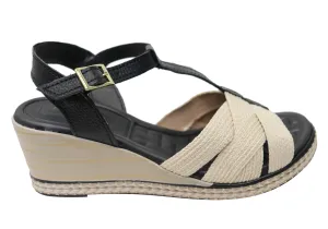 Pegada Carlisle Womens Brazilian Comfortable Leather Wedge Sandals Pegada Shoes