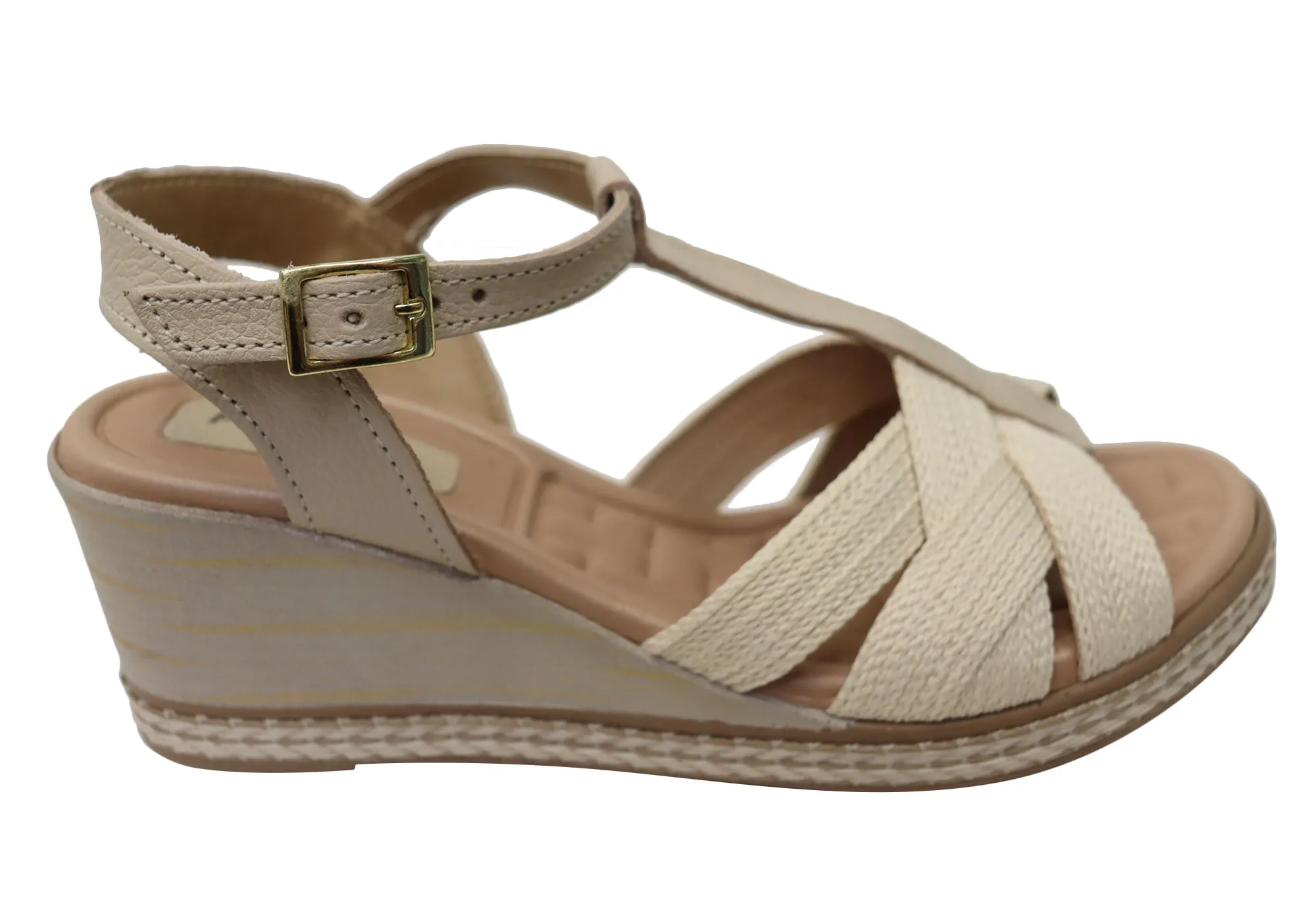 Pegada Carlisle Womens Brazilian Comfortable Leather Wedge Sandals Pegada Shoes