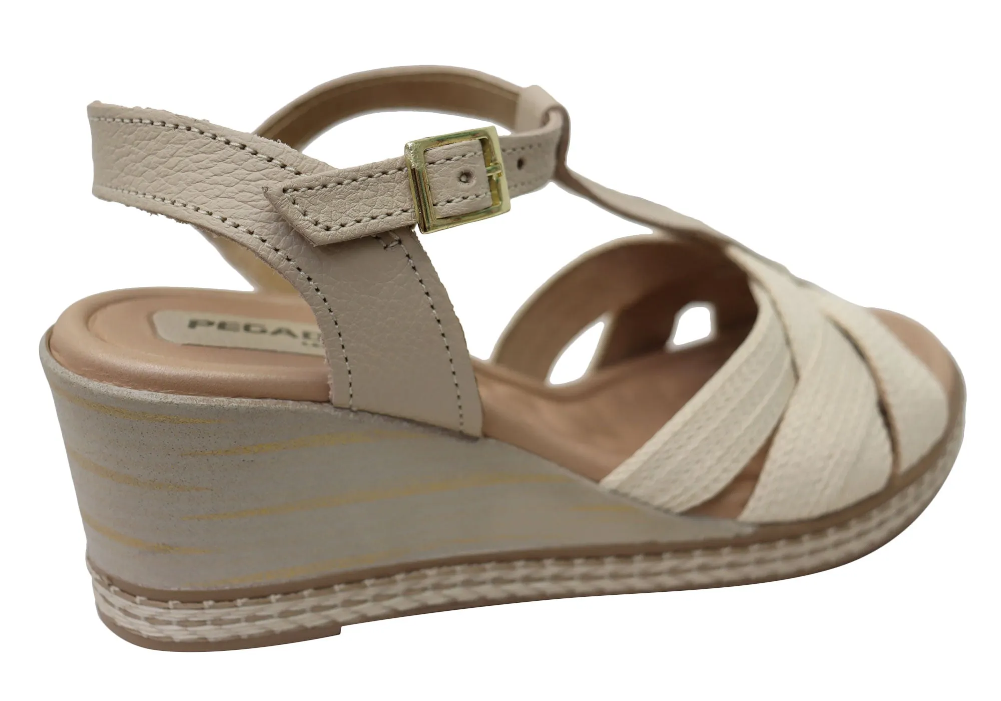 Pegada Carlisle Womens Brazilian Comfortable Leather Wedge Sandals Pegada Shoes