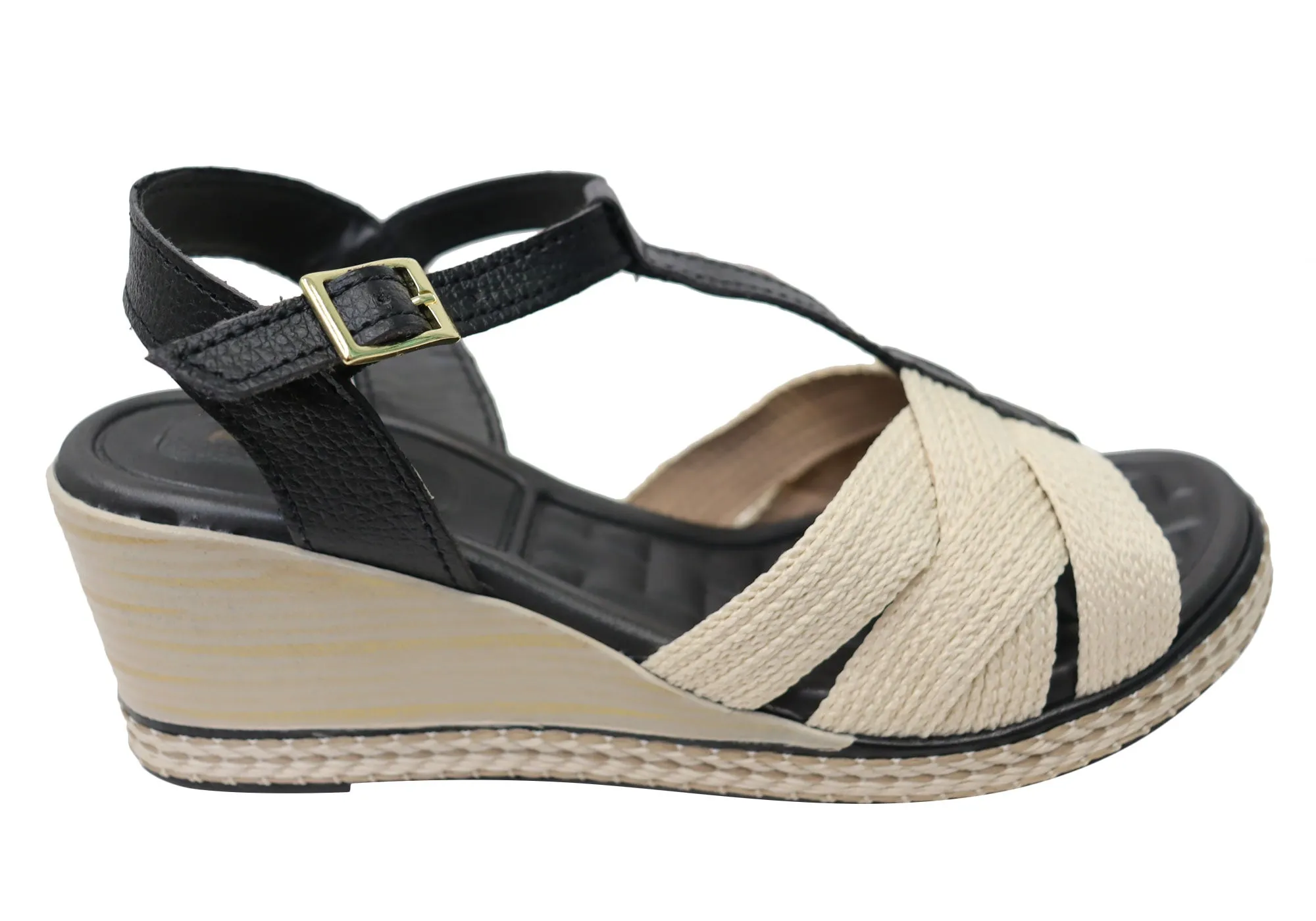 Pegada Carlisle Womens Brazilian Comfortable Leather Wedge Sandals Pegada Shoes