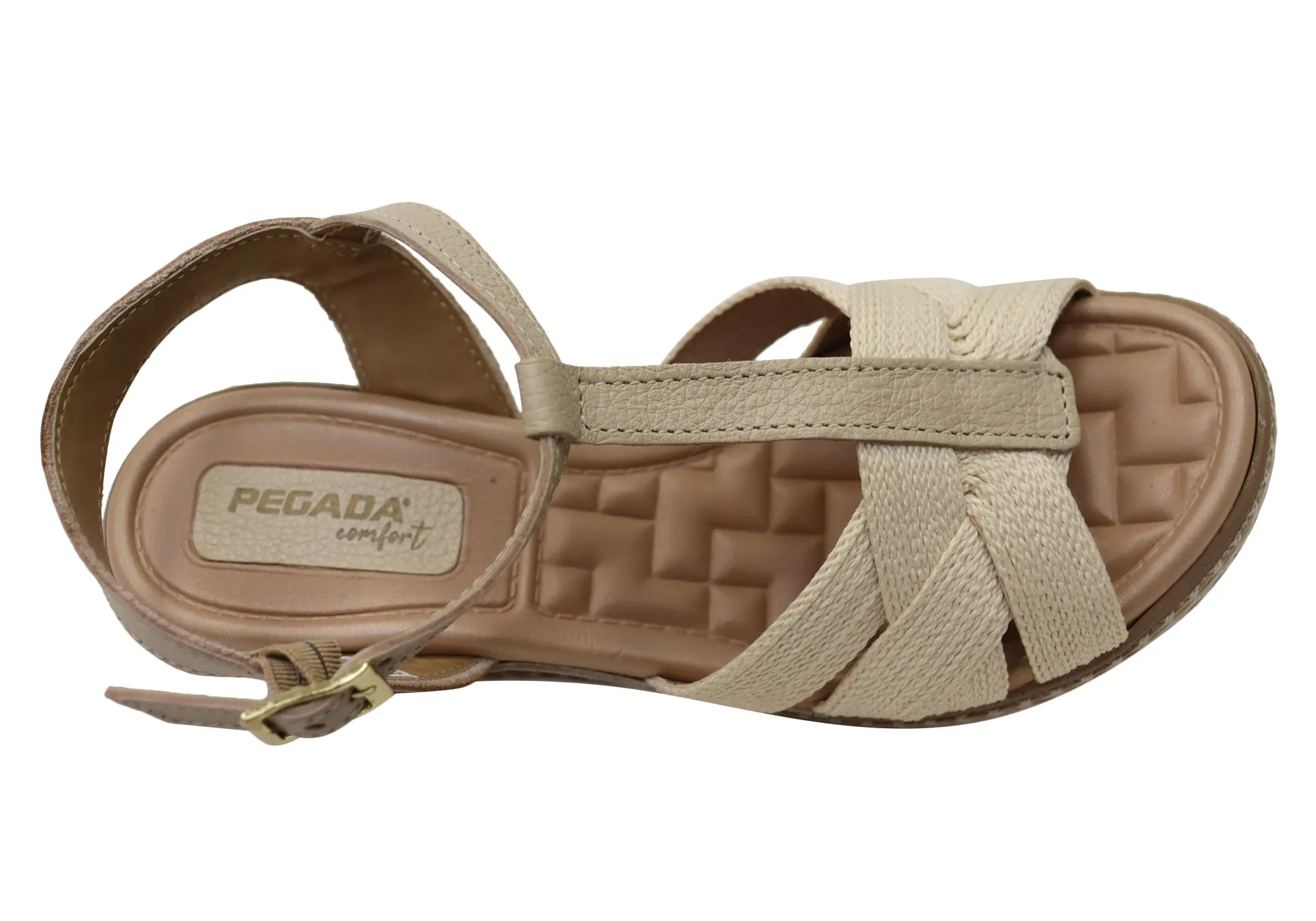 Pegada Carlisle Womens Brazilian Comfortable Leather Wedge Sandals Pegada Shoes